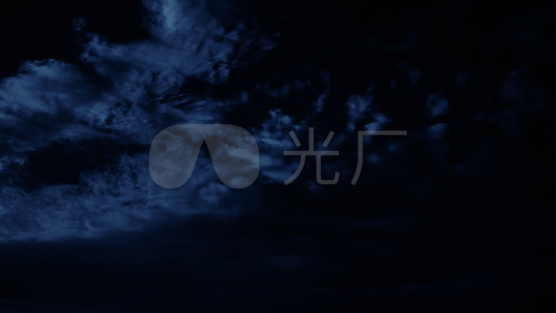【hd天空】蓝色月光透过唯美云层夜晚天空
