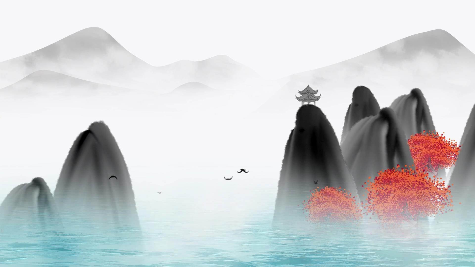 水墨中国风山水意境led背景视频