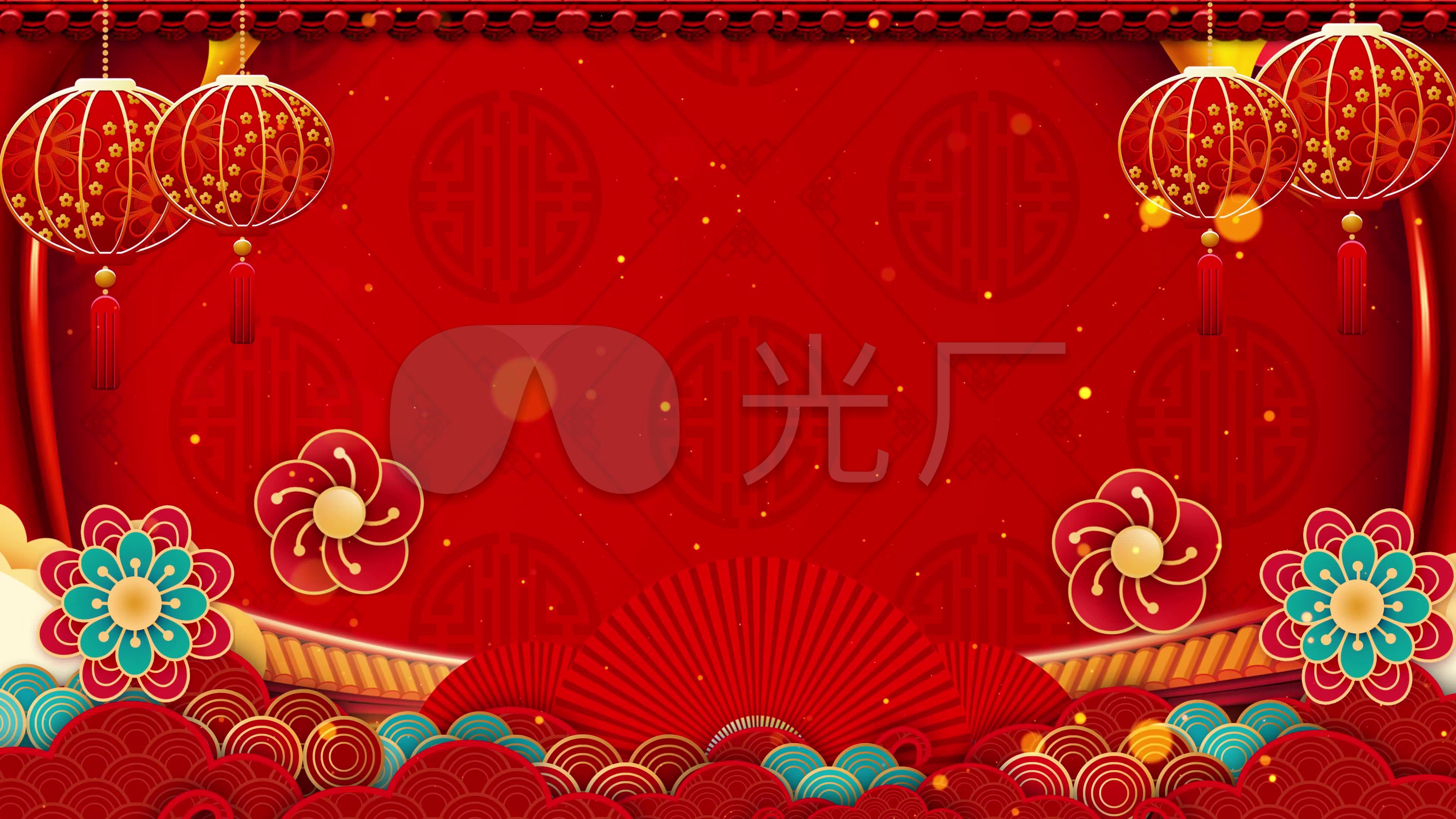 4k中国风喜庆年会晚会新年春节背景视频_3840x2160_高清视频素材下载