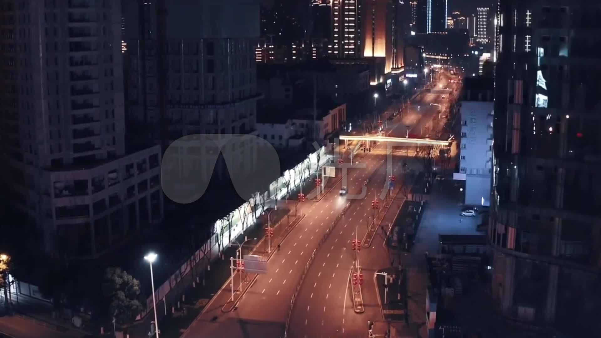 航拍武汉-疫情-武汉空城-封城夜景_1920x1080_高清(:)