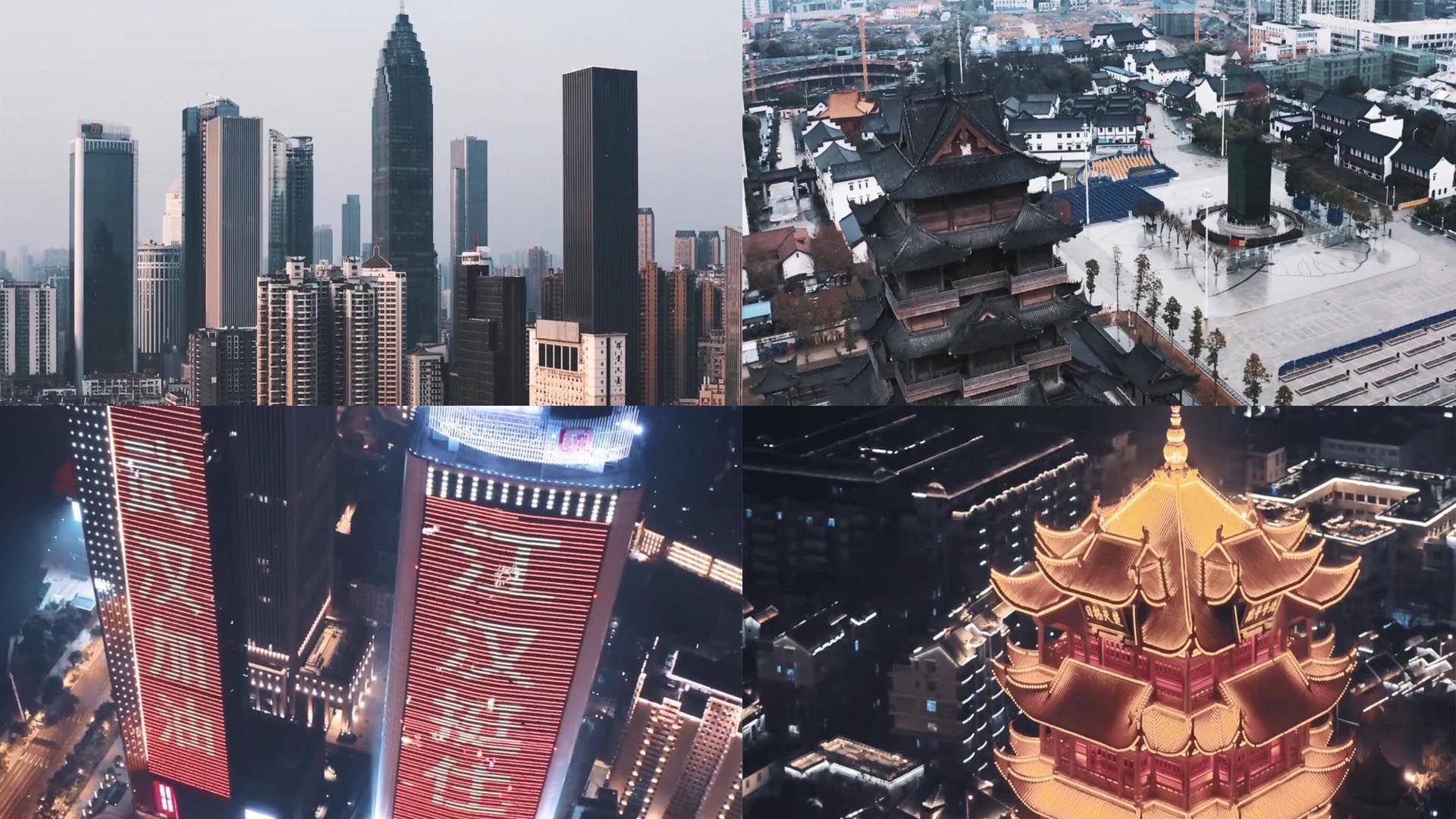 航拍武汉-疫情-武汉空城-封城夜景