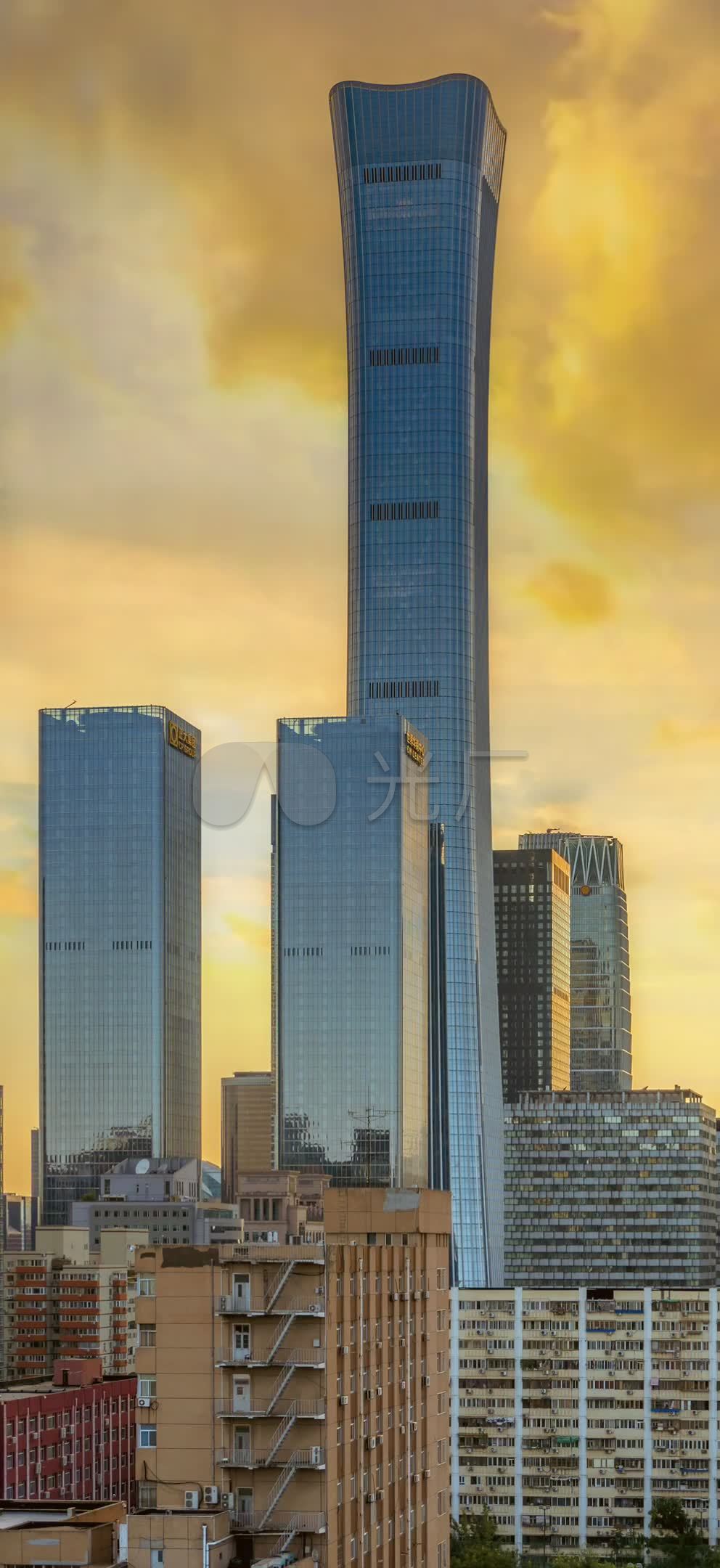 北京国贸中国尊cbd高楼美景手机竖屏素材