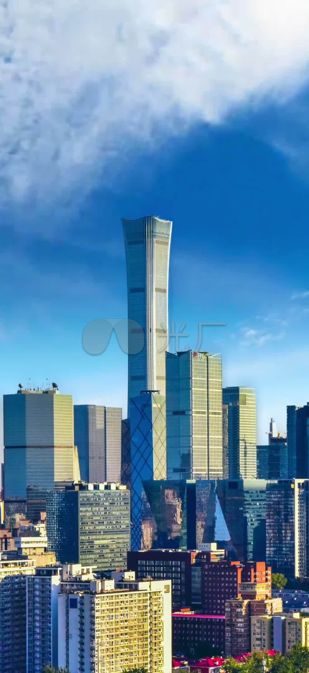 北京国贸中国尊cbd高楼美景手机竖屏素材