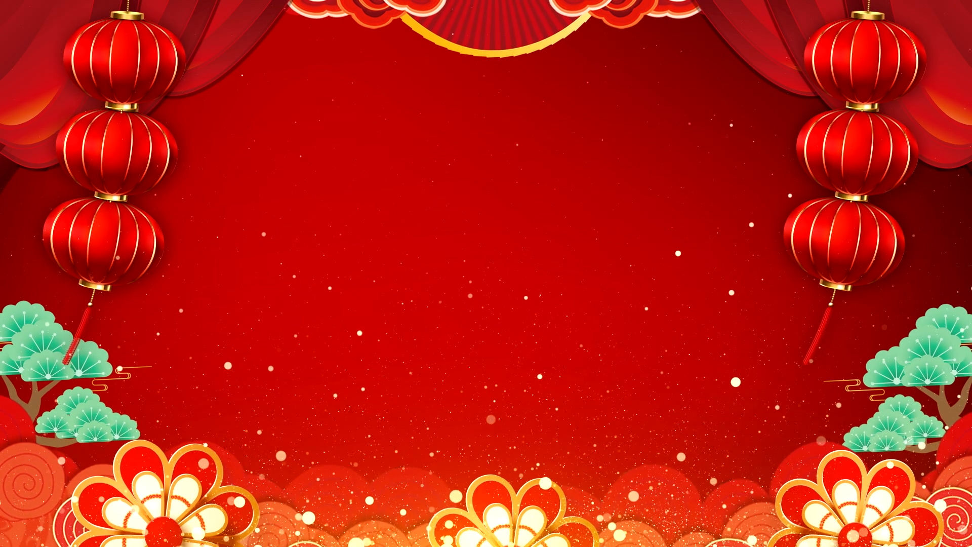 新年喜庆红灯笼祥云春节晚会舞台背景_1920x1080_高清视频素材下载