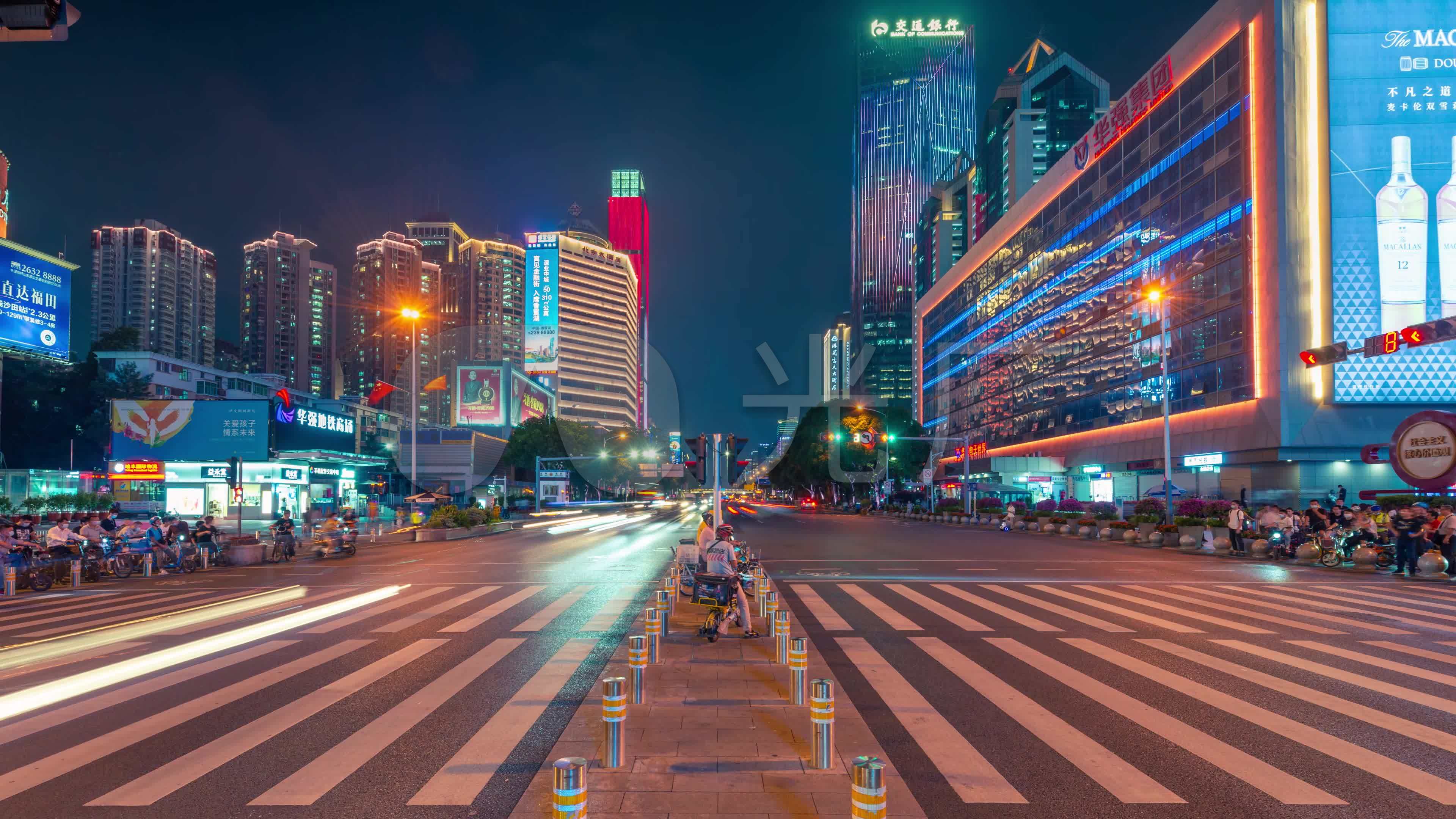 【正版素材】深圳深南大道华强北段夜景_3840x2160_高清视频素材下载