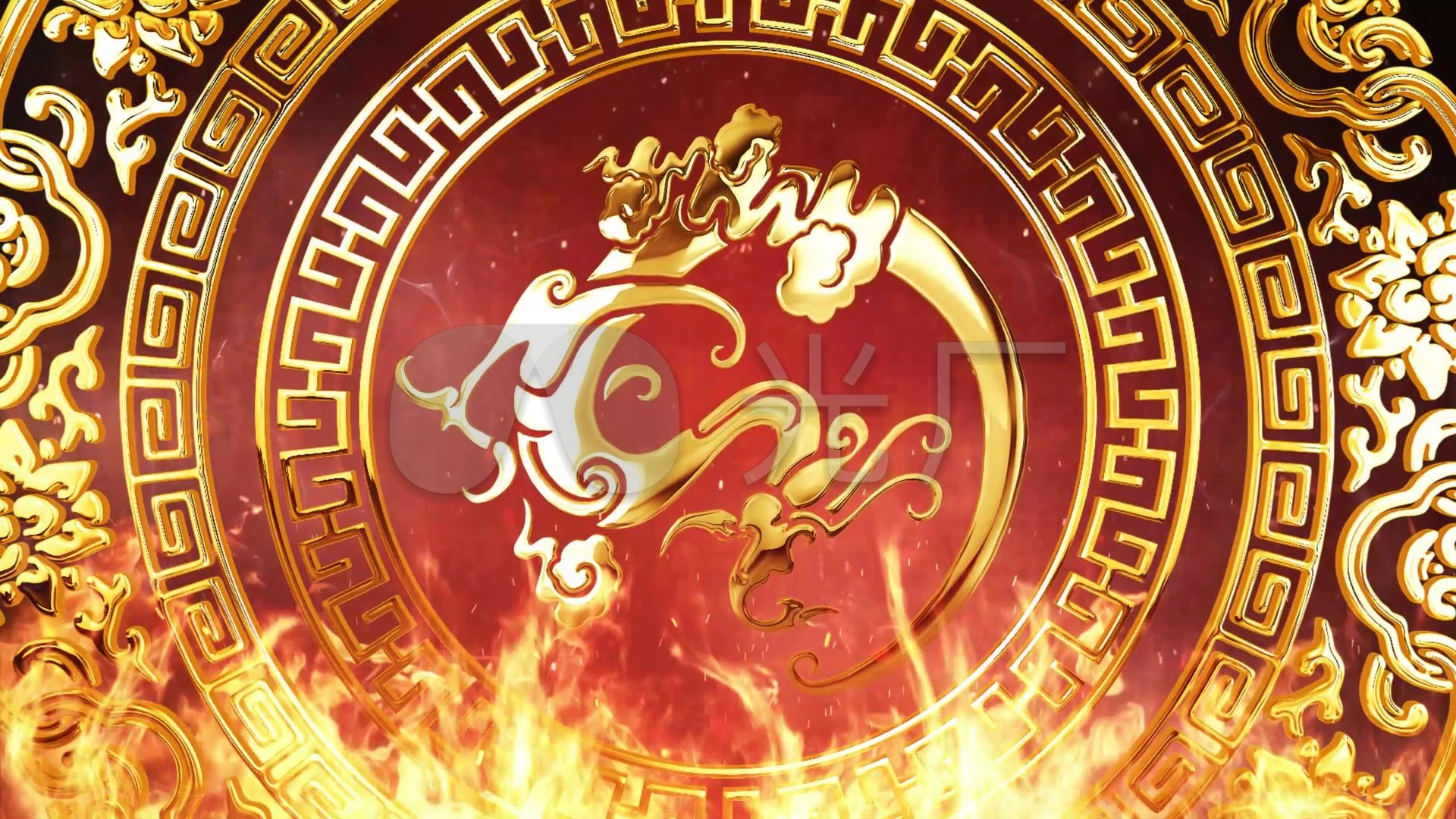 中国龙火焰武术背景视频