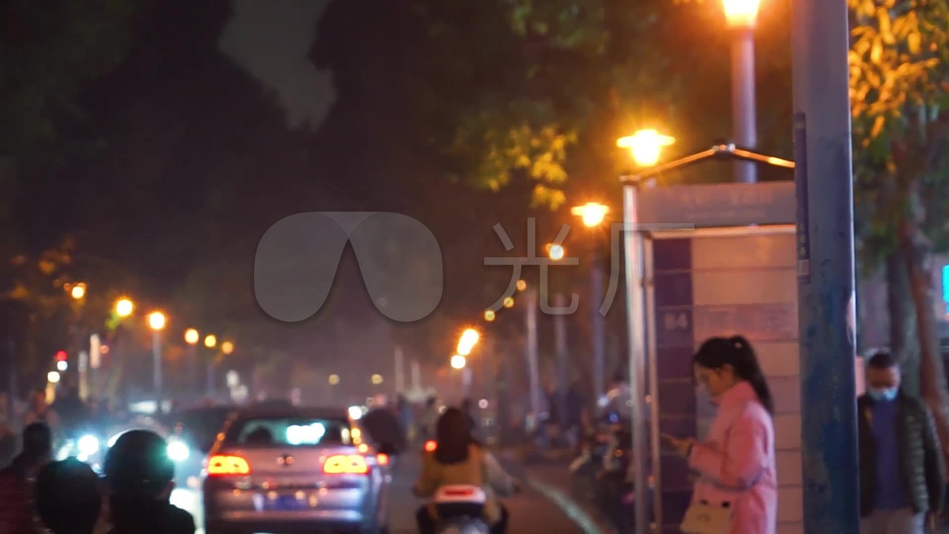 唯美街道夜景-唯美车流人流