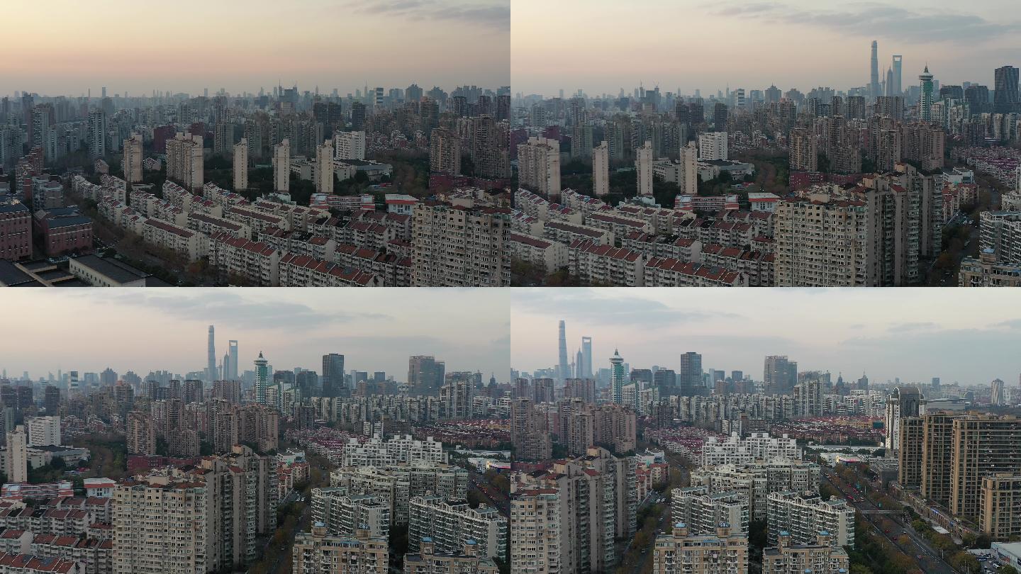 4k原素材-航拍上海浦东花木地区城市全景