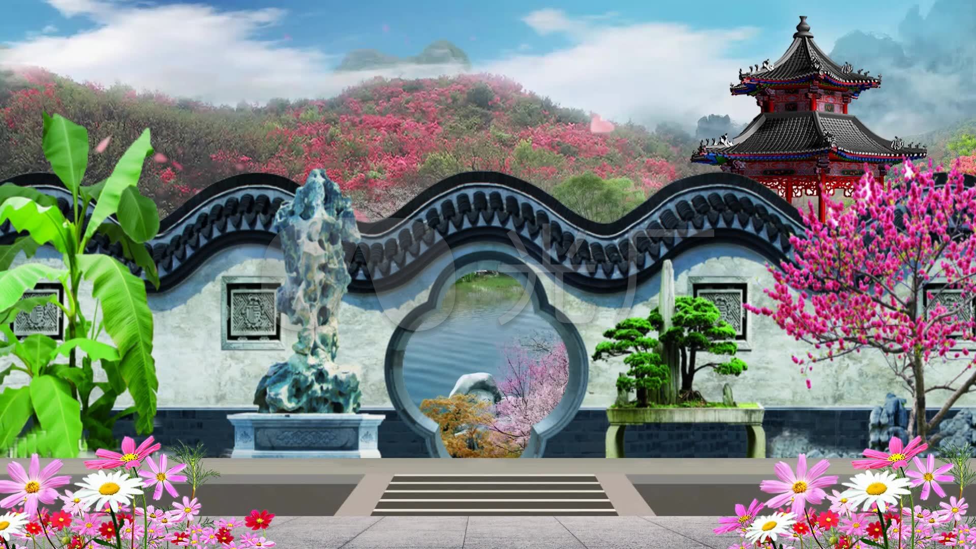 戏曲花园野景舞台背景