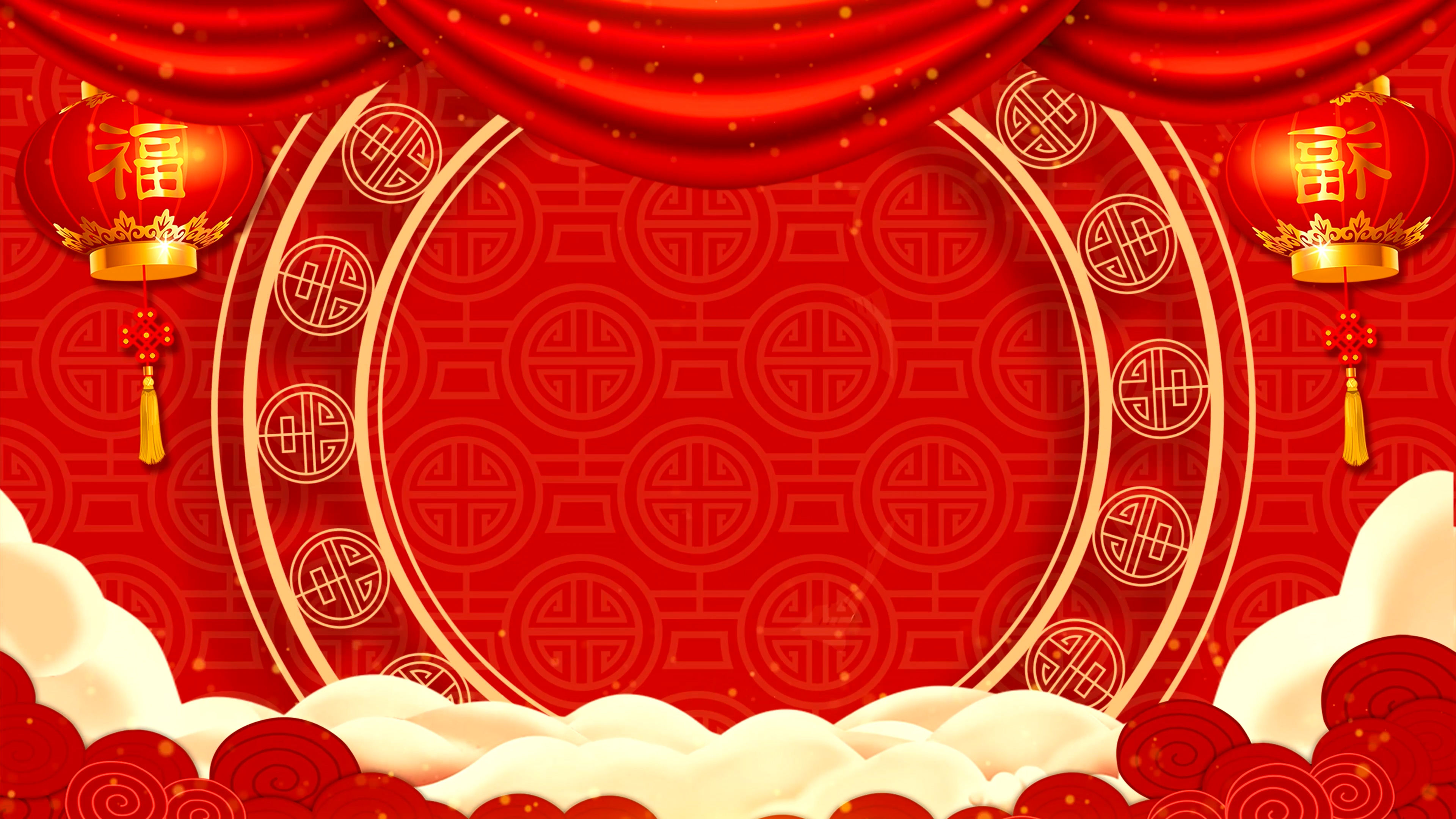 4k喜庆新年戏曲相声led舞台背景