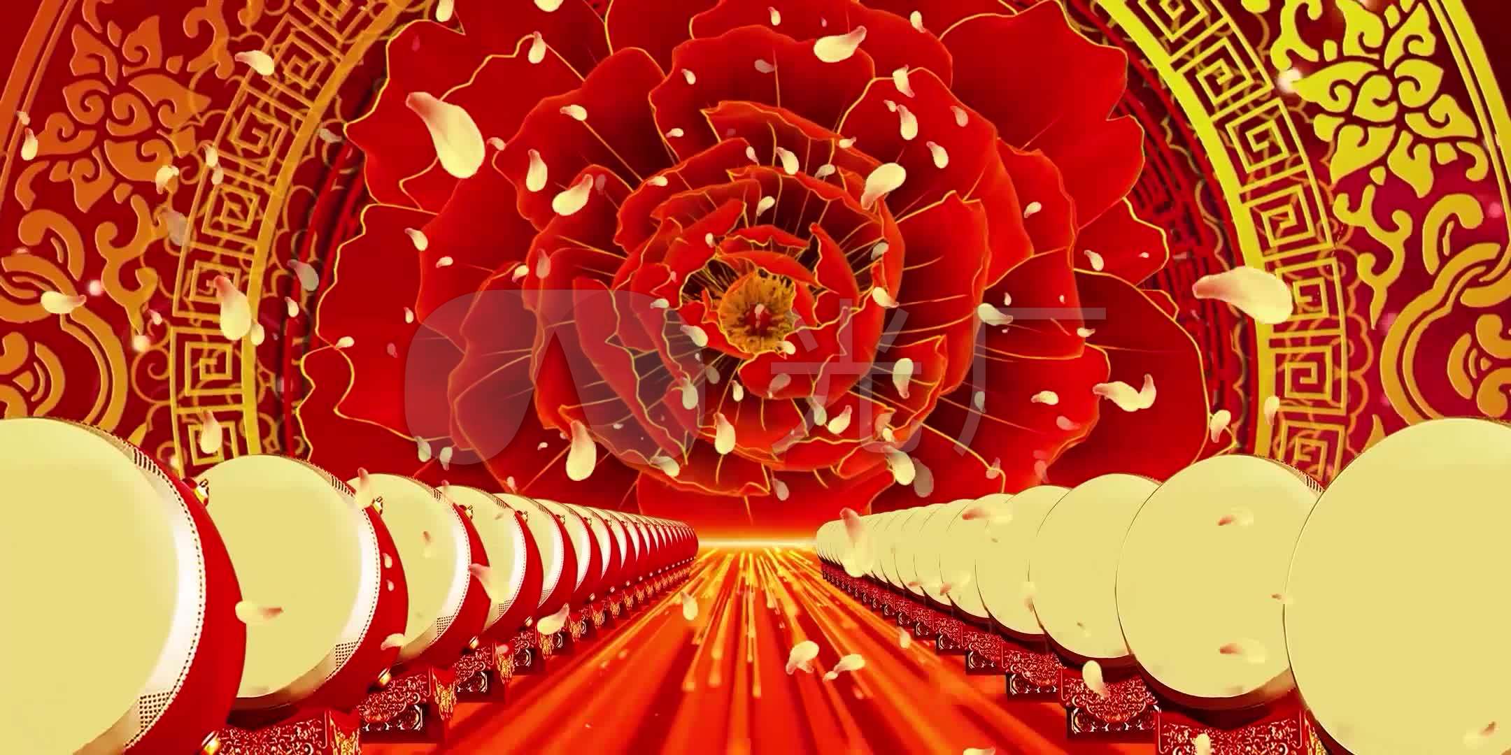 2021牛年花开中国年春晚大型舞台背景