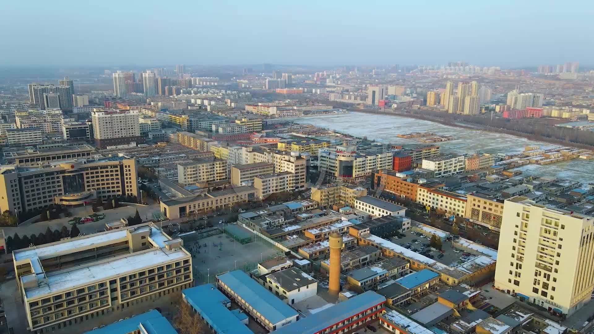 4k航拍陕北榆林市榆阳区全貌
