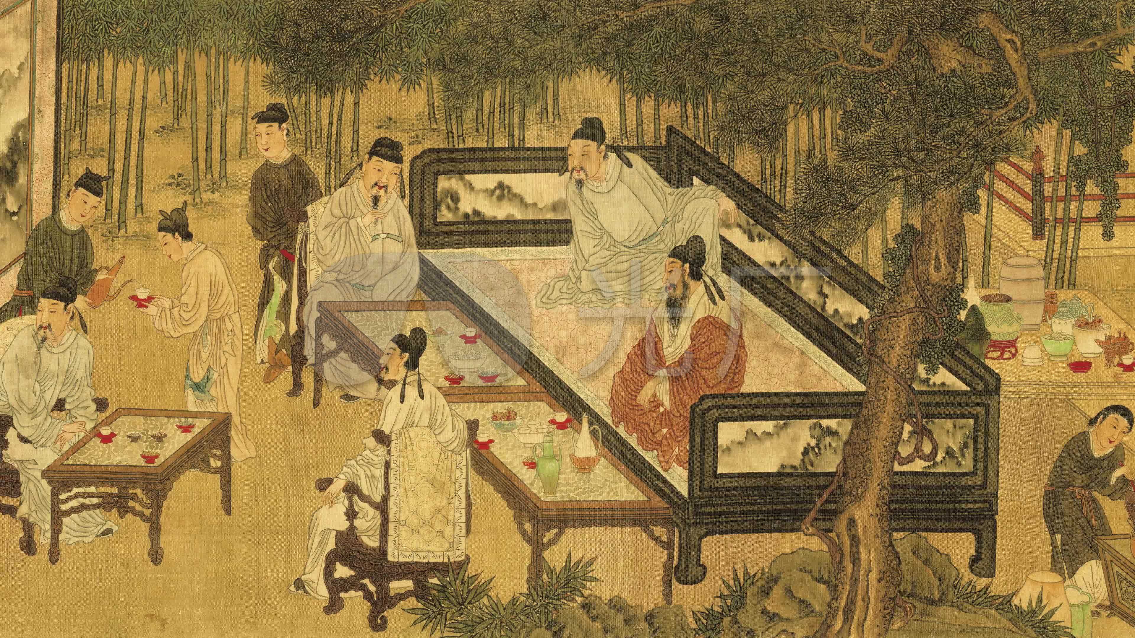 宋佚名十八学士图卷_3840x2160_高清视频素材下载(:)