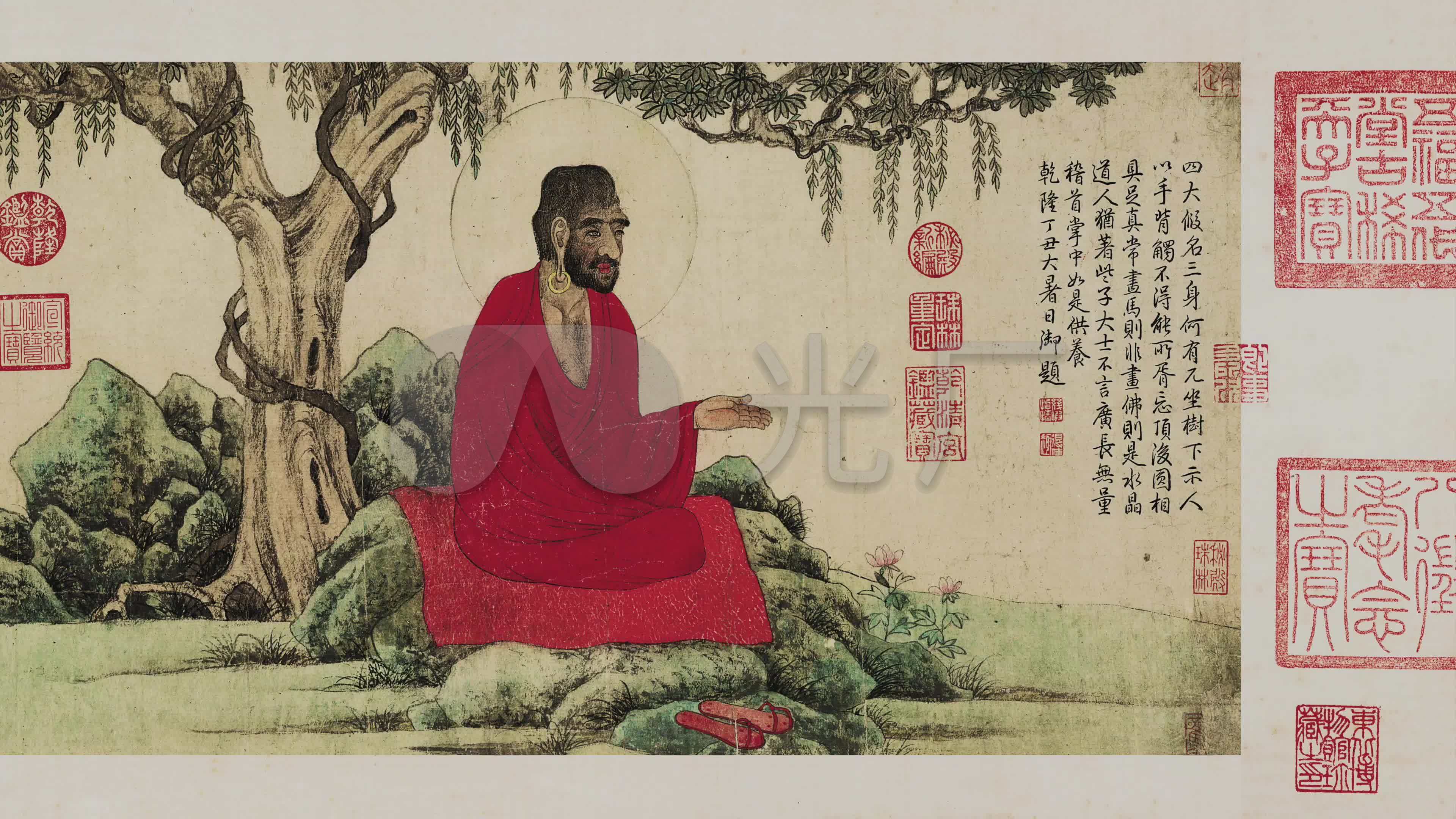 赵孟頫《红衣罗汉图》_3840x2160_高清视频素材下载(编号:5350565)