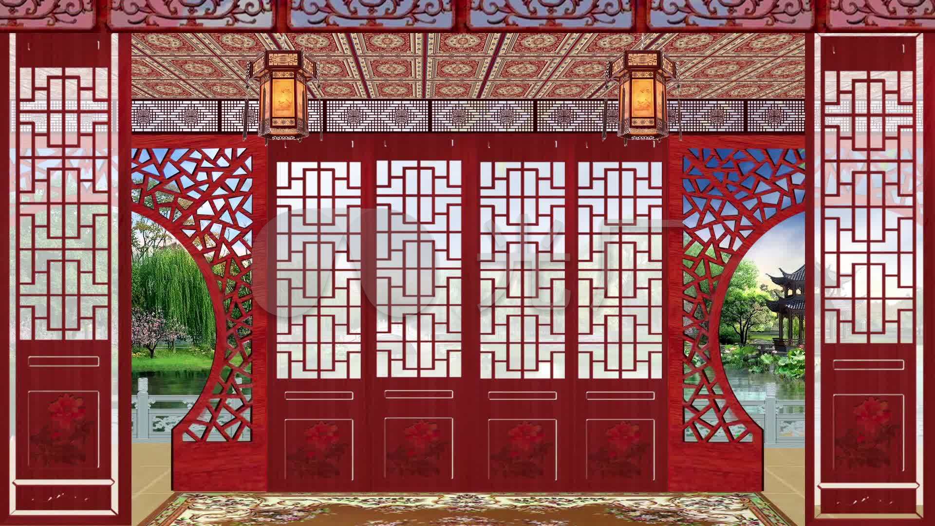 客厅古代厅堂布景戏曲粤剧舞台演出背景