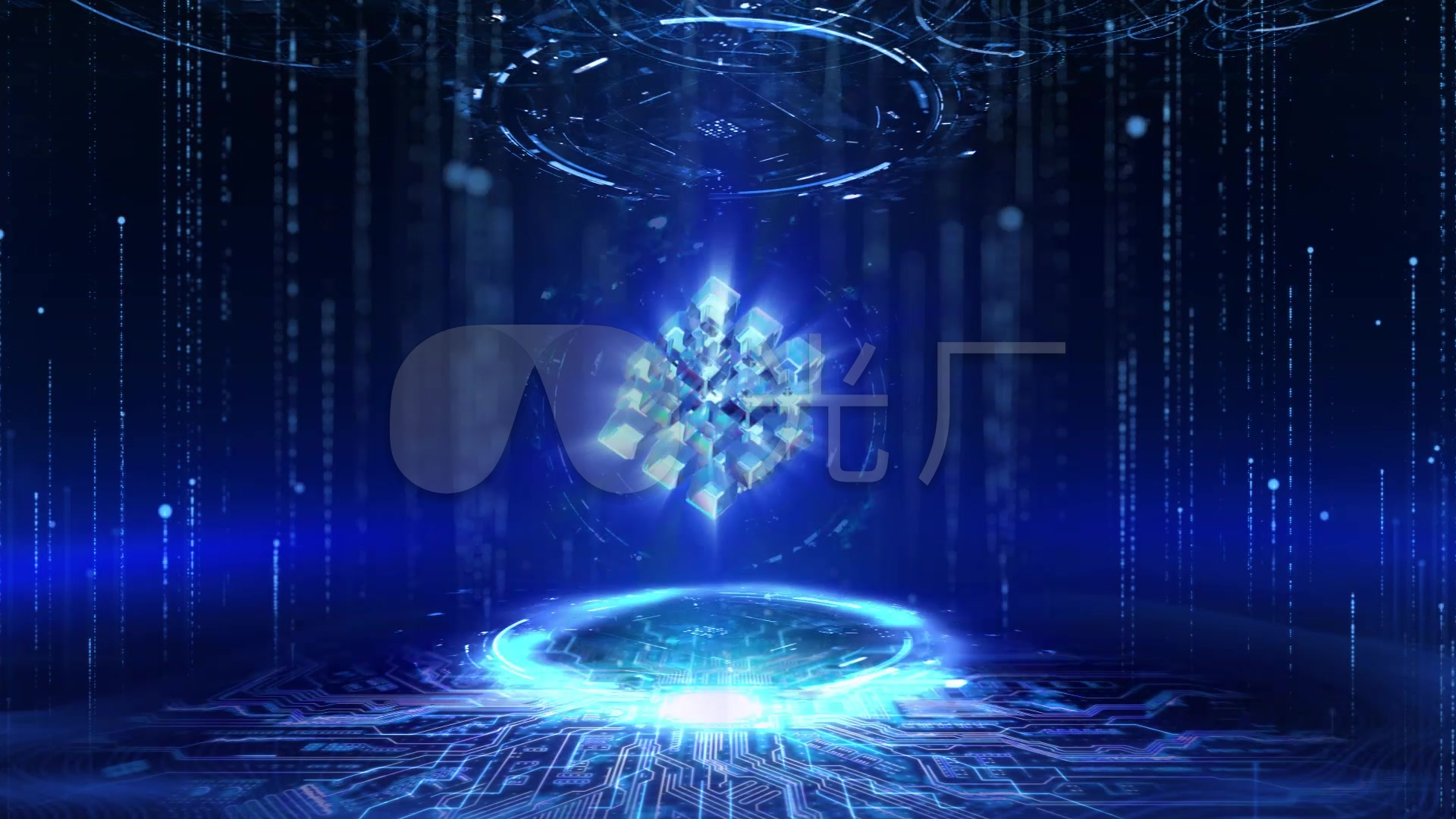 科技粒子线条魔方转动 待机背景