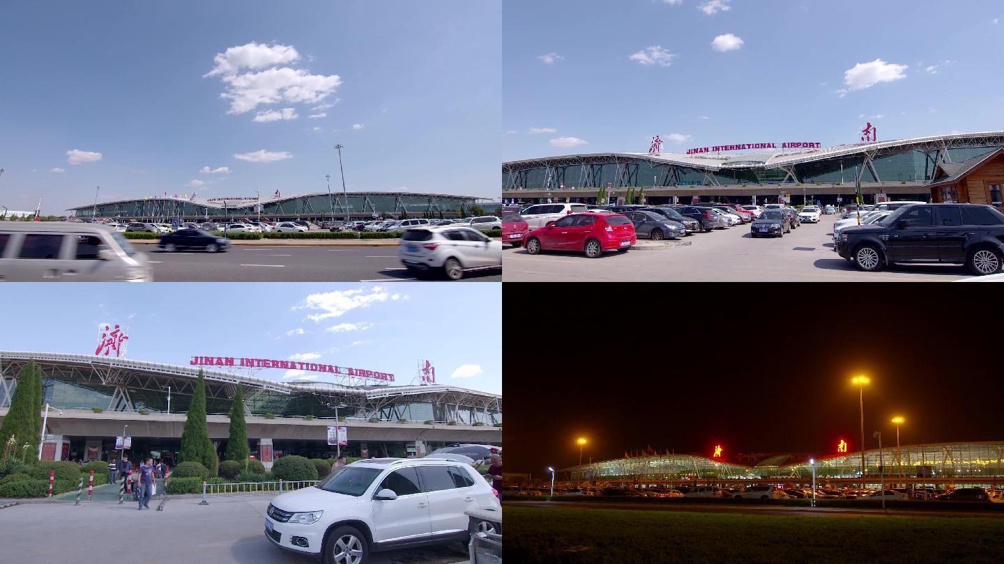 济南机场停车场航班动态信息机场夜景蓝天下的机场机场到达口 vjshi网