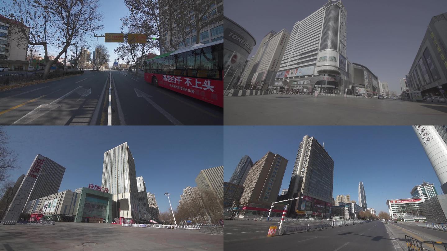 石家庄疫情防控市区封城空无一人的街道