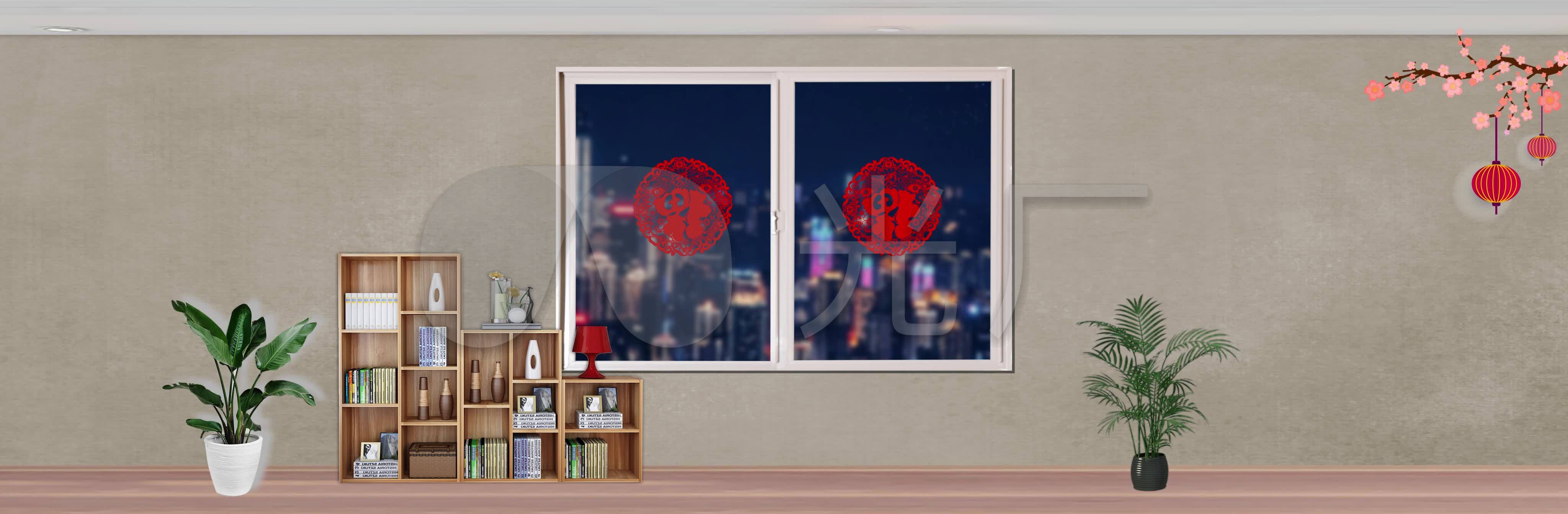 舞台小品表演现代机关单位客厅春节循环背景_4096x1344_高清视频素材
