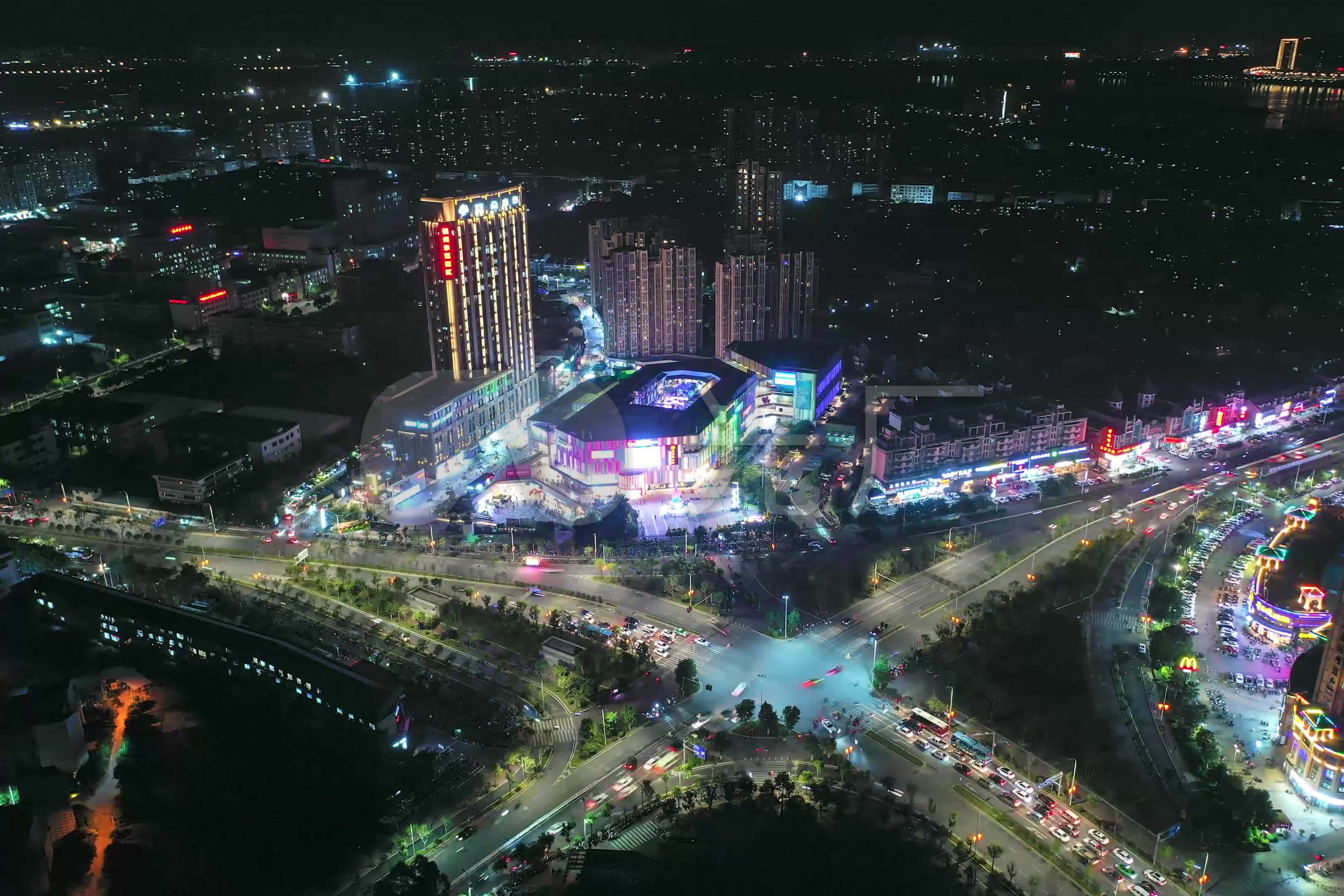闽侯上街永嘉天地夜景航拍延时