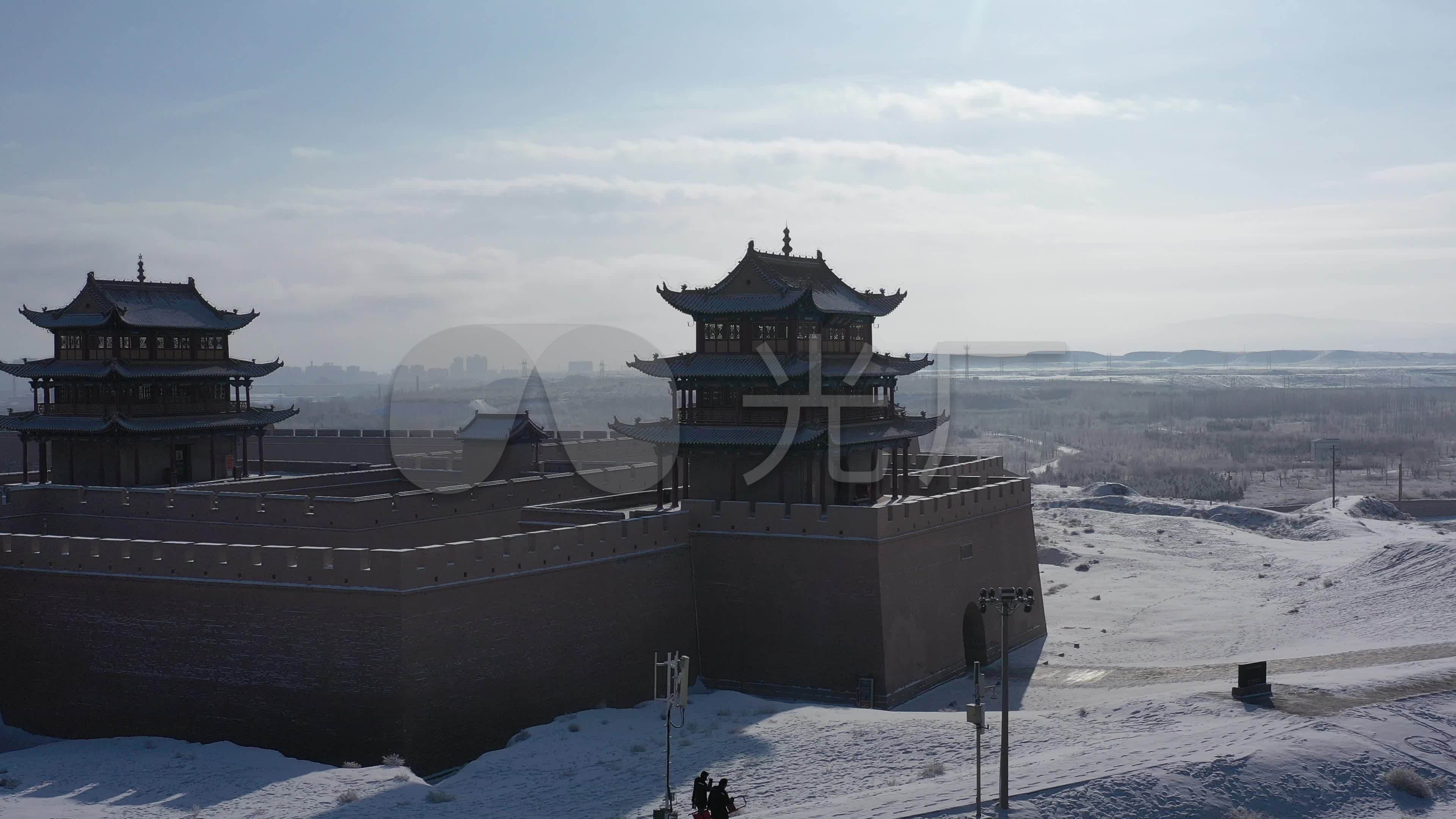 环拍嘉峪关城楼雪景_3840x2160_高清视频素材下载(编号:5394293)_实拍