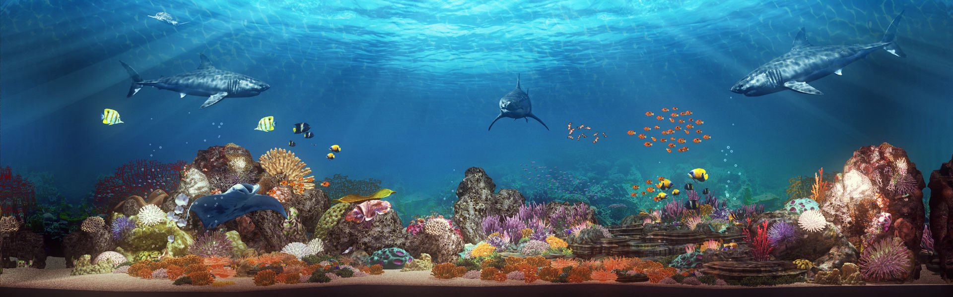 裸眼3d-媒体立面鲨鱼写实海水缸