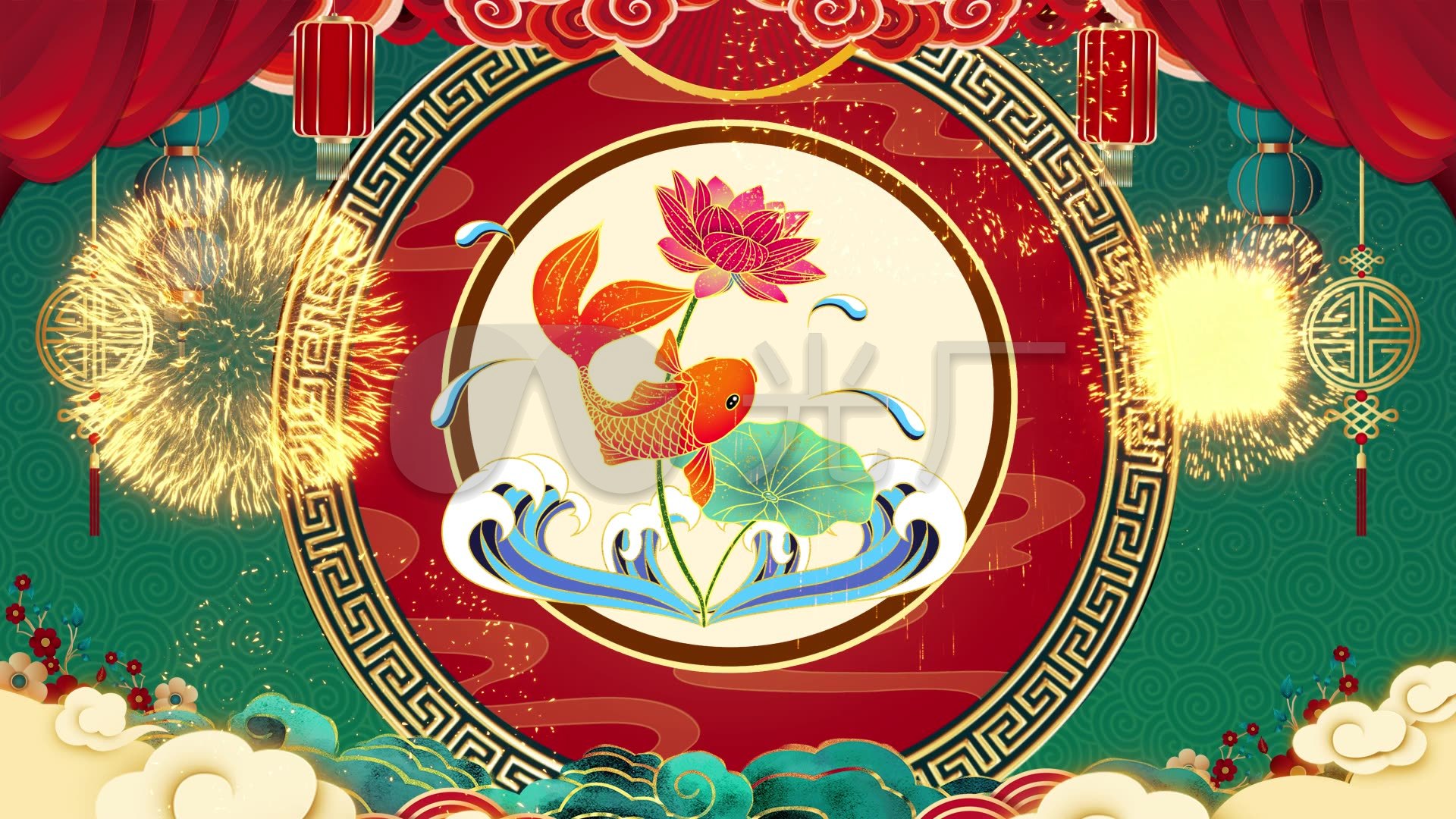 国潮风新年节日舞台背景21-05