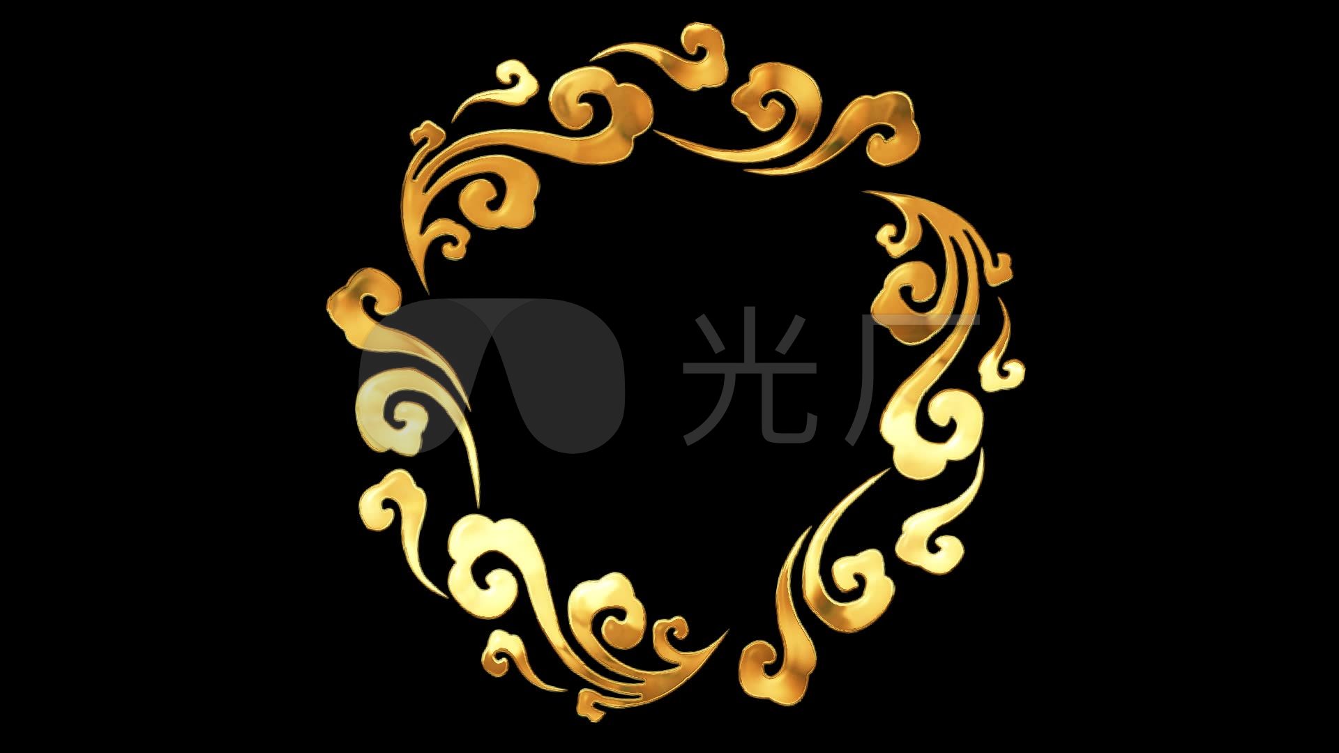 动态金色中国元素祥云圆框素材