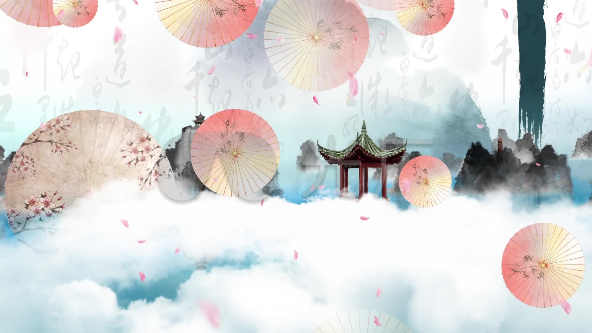 《锦鲤抄》唯美古风山水画舞台背景