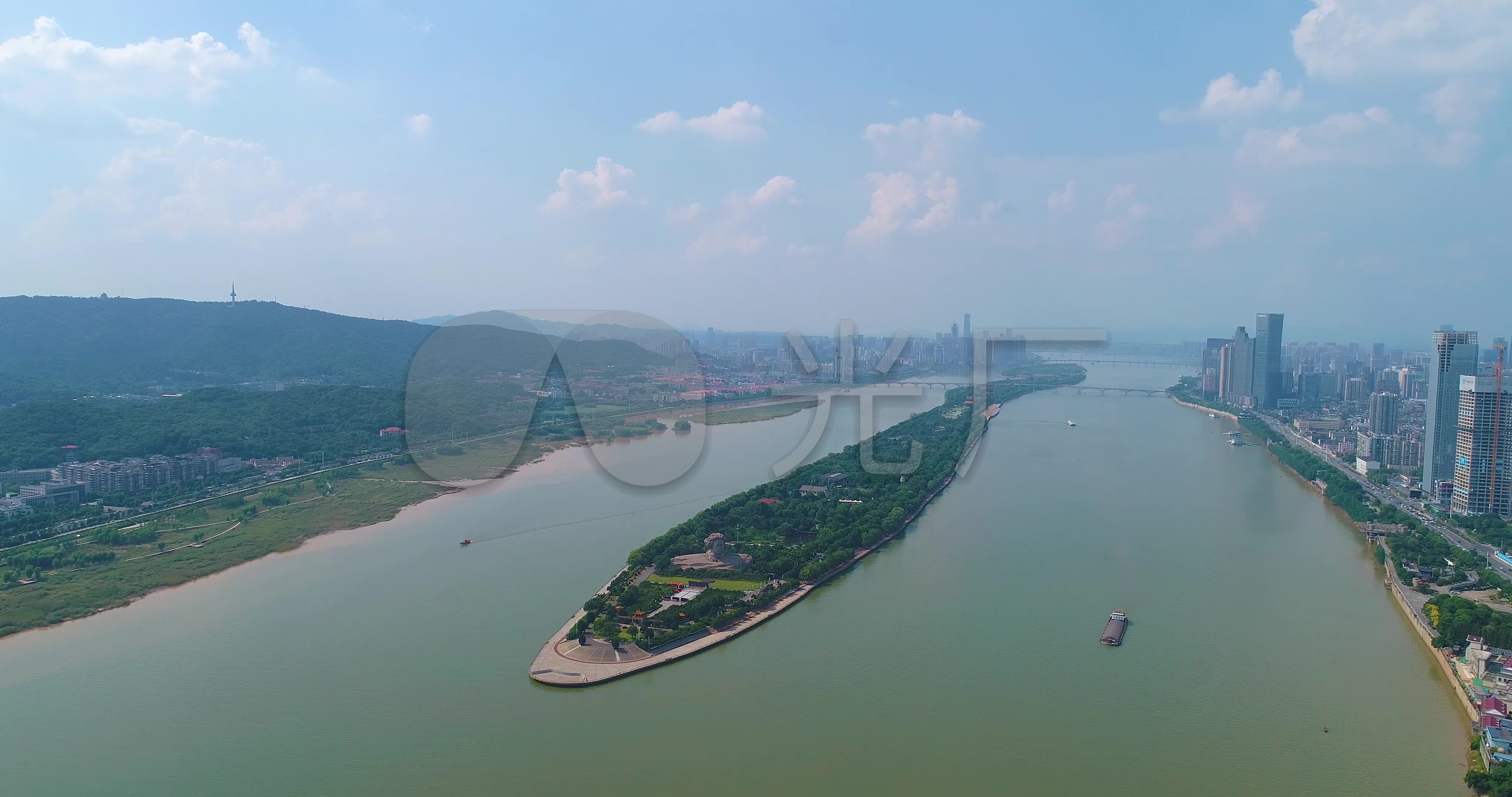航拍橘子洲头长沙湘江4k_视频素材包下载(编号:5414882)_实拍视频_vj