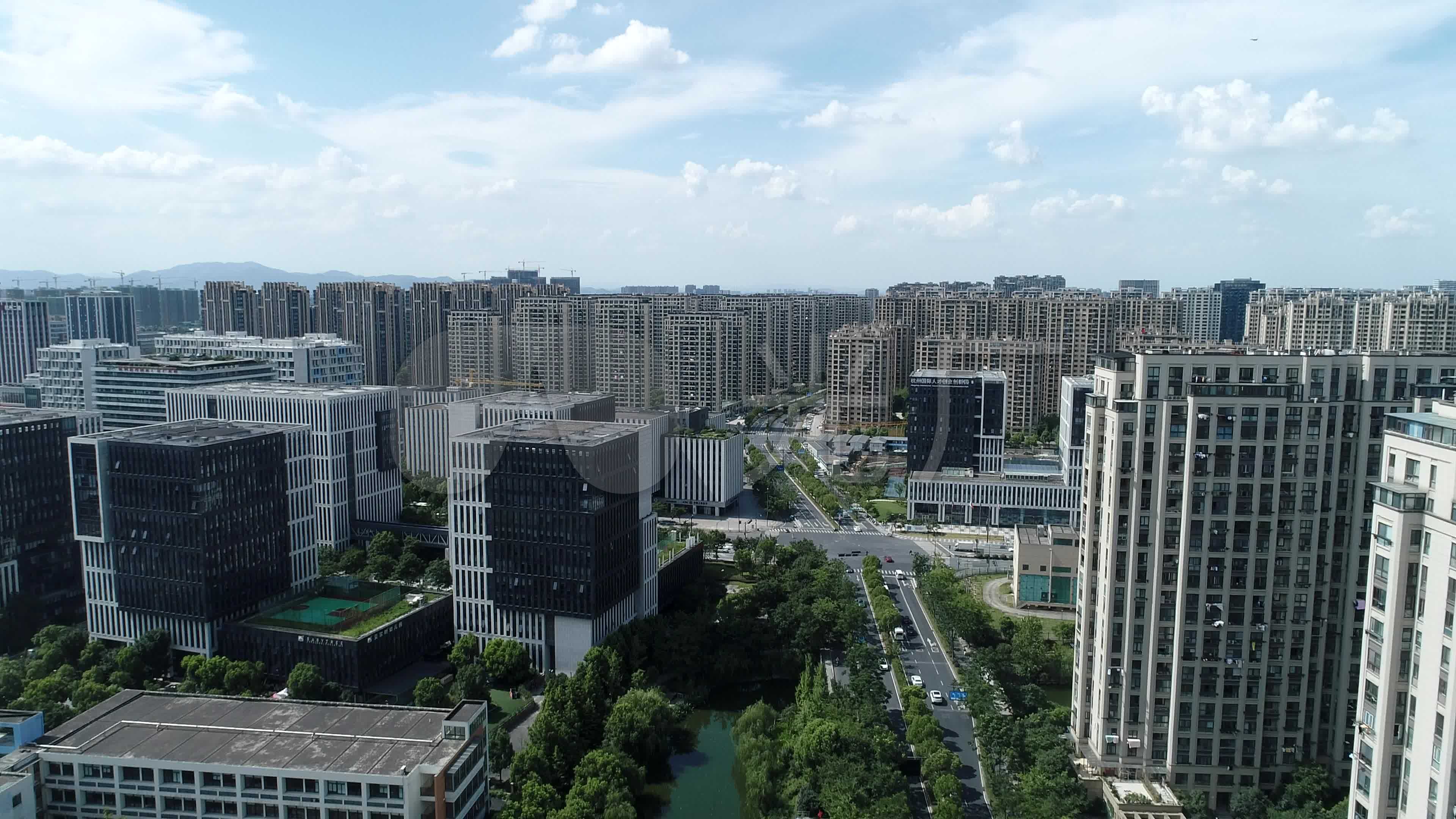 4k杭州拱墅区城市建筑航拍