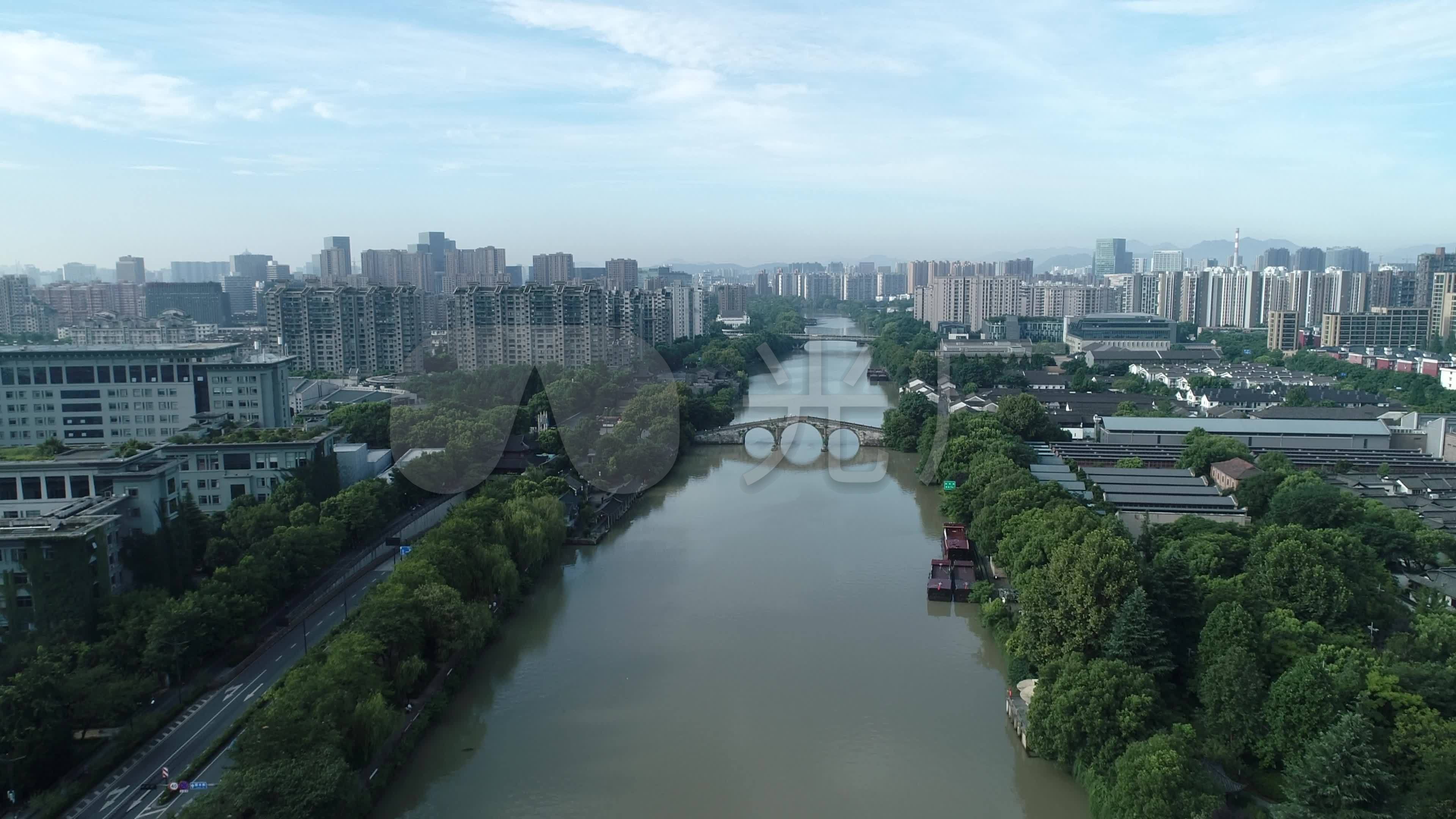 4k杭州拱墅区京杭大运河拱宸桥航拍