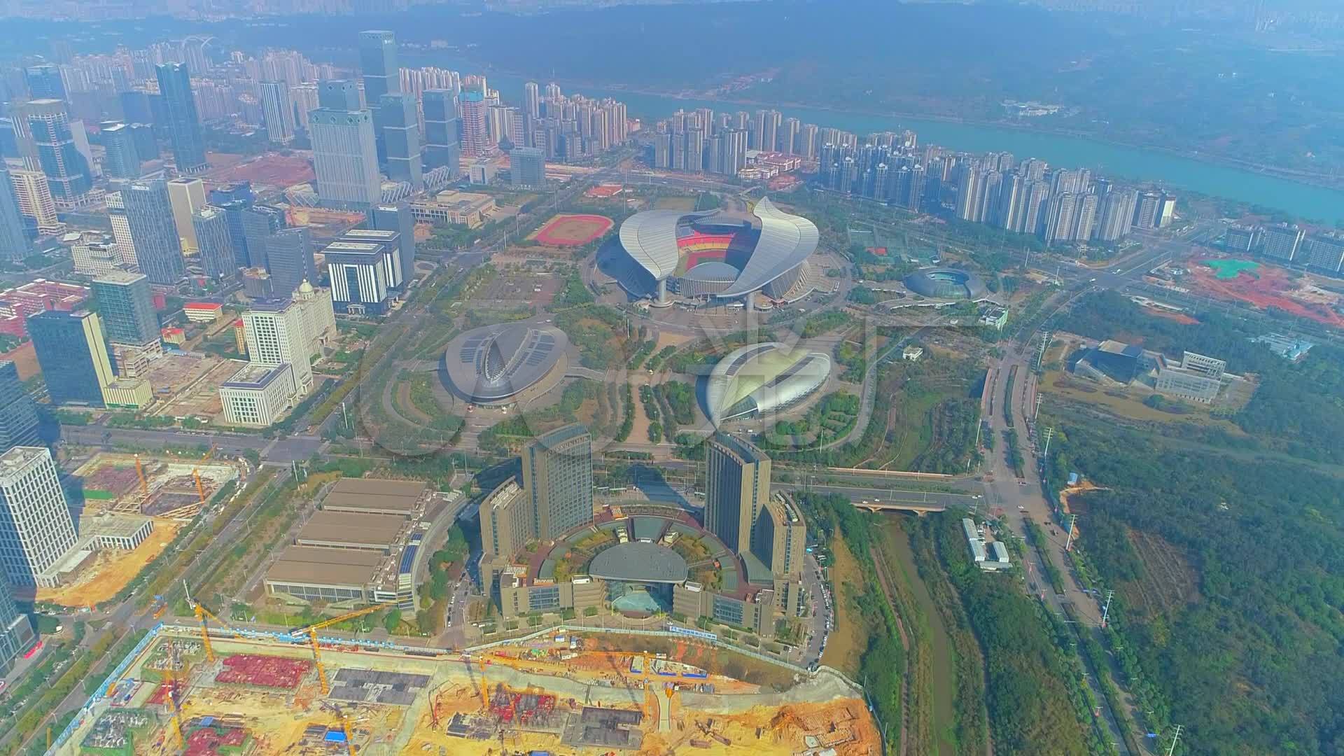航拍广西南宁市五象新区广西体育中心