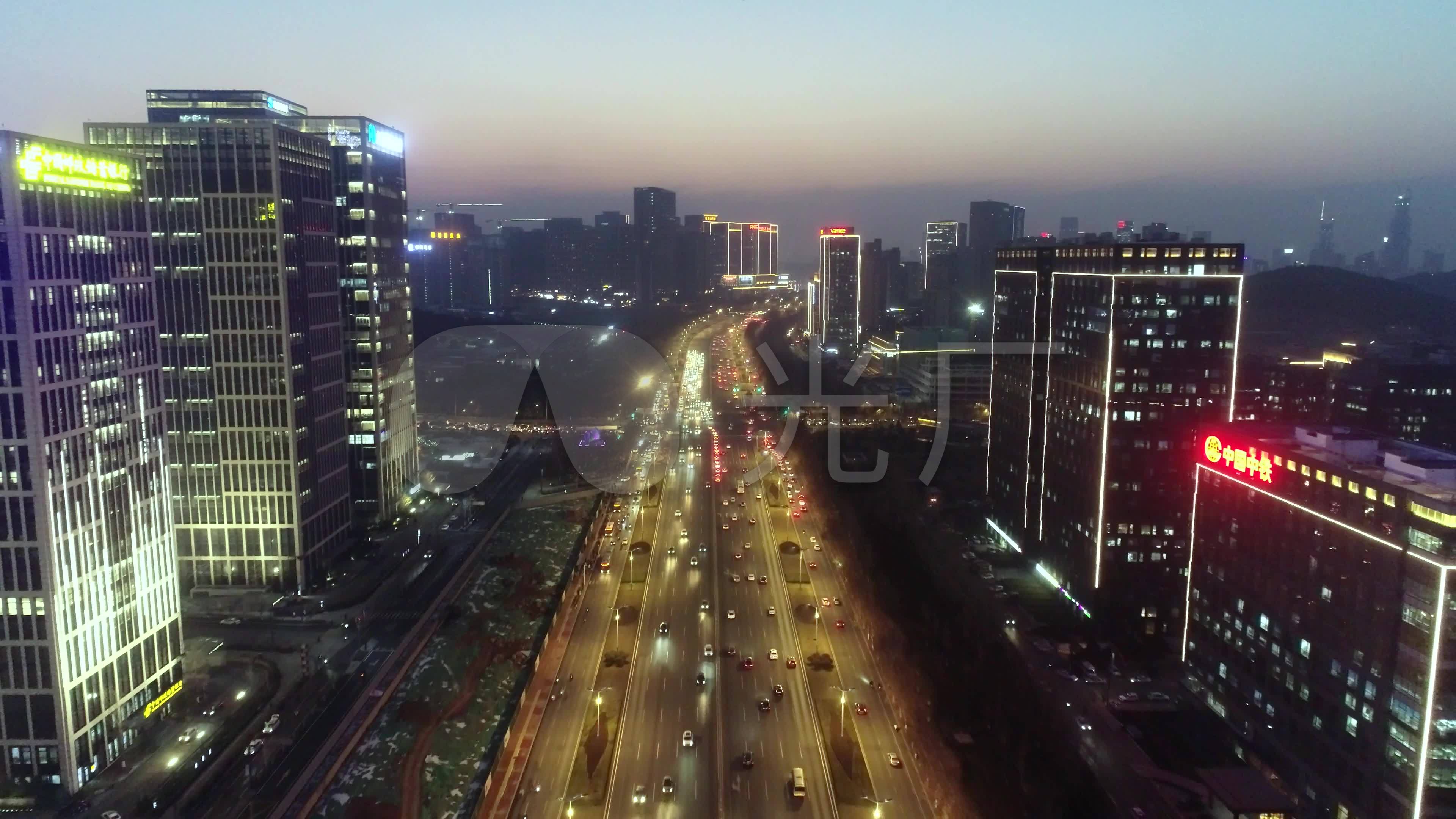 航拍汉峪金谷夜景_3840x2160_高清视频素材下载(编号