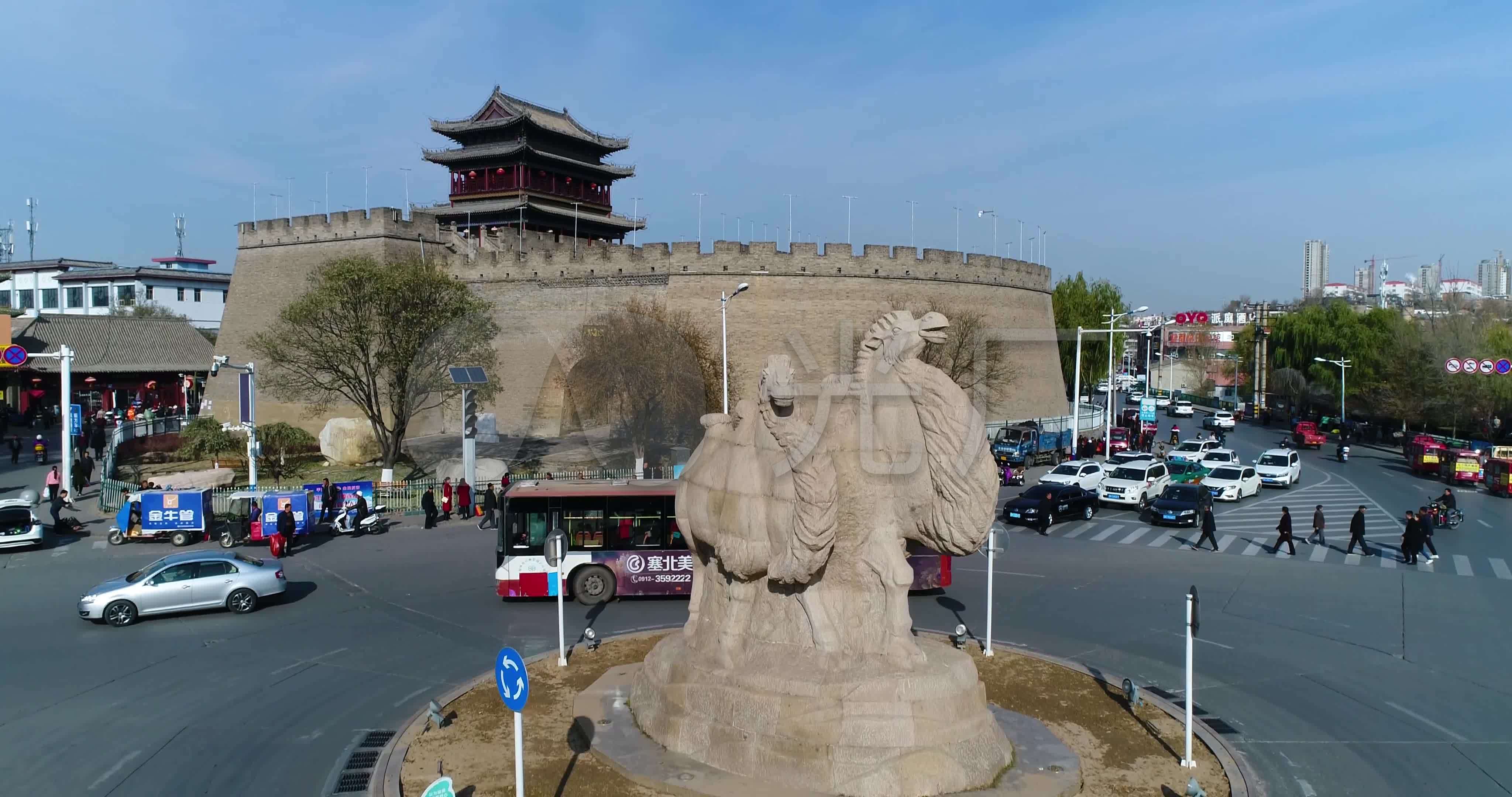 榆林城墙航拍_4096x2160_高清视频素材下载(编号:)