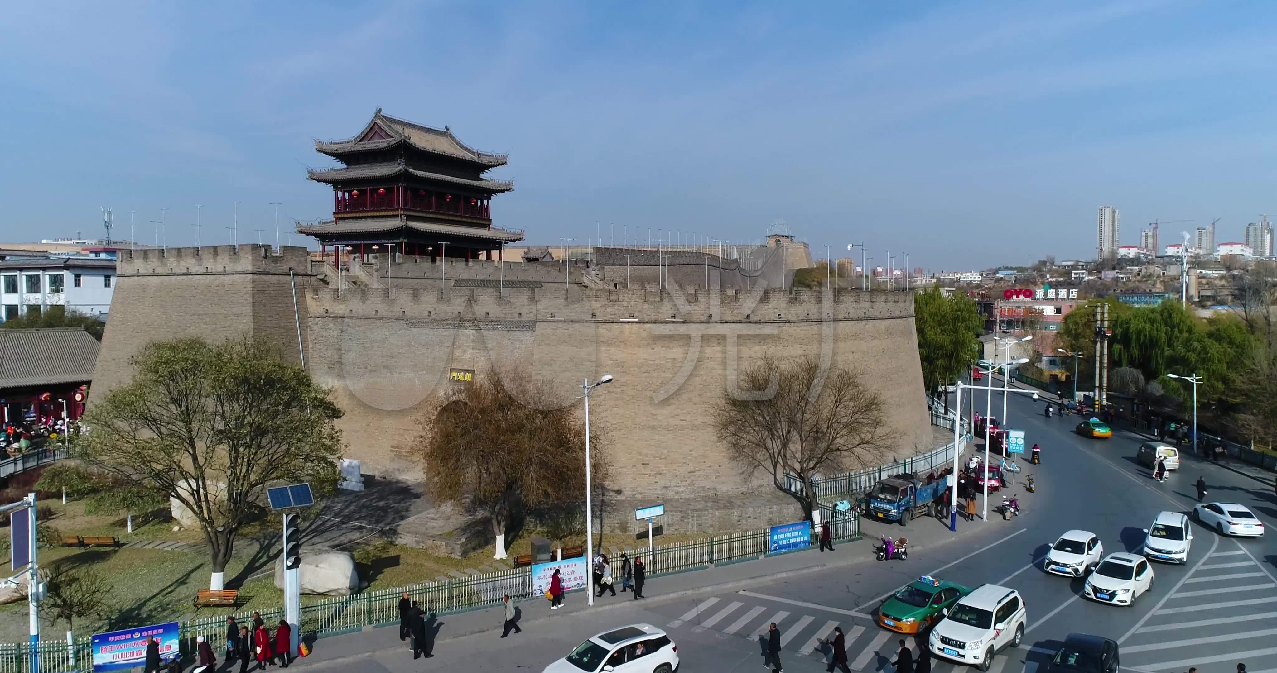 榆林城墙航拍_4096x2160_高清视频素材下载(编号:)