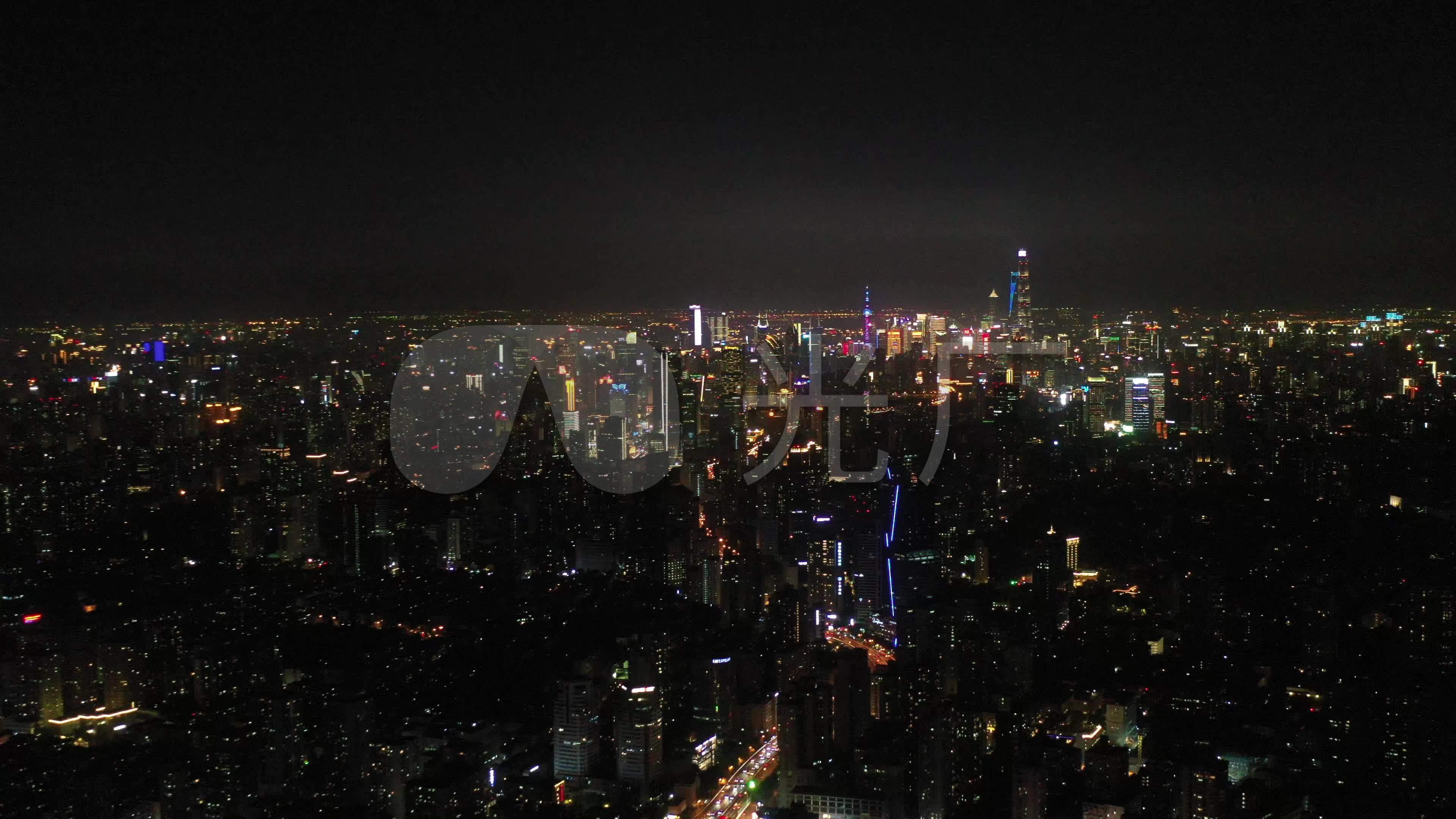4k原素材-航拍上海中心城区万家灯火夜景_3840x2160_高清视频素材下载