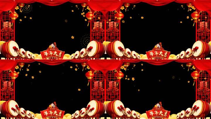 牛年大吉新年拜年边框_1920x1080_高清视频素材下载(编号:5428849)