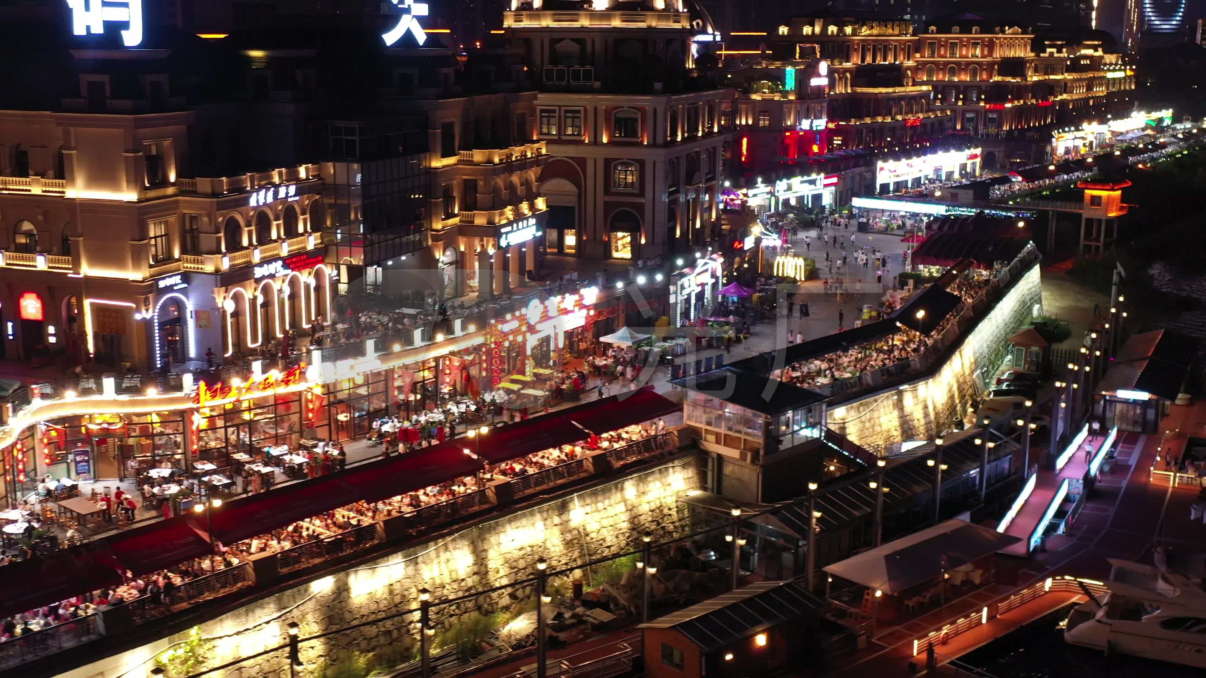 长沙渔人码头夜景航拍宵夜夜景_3840x2160_高清视频