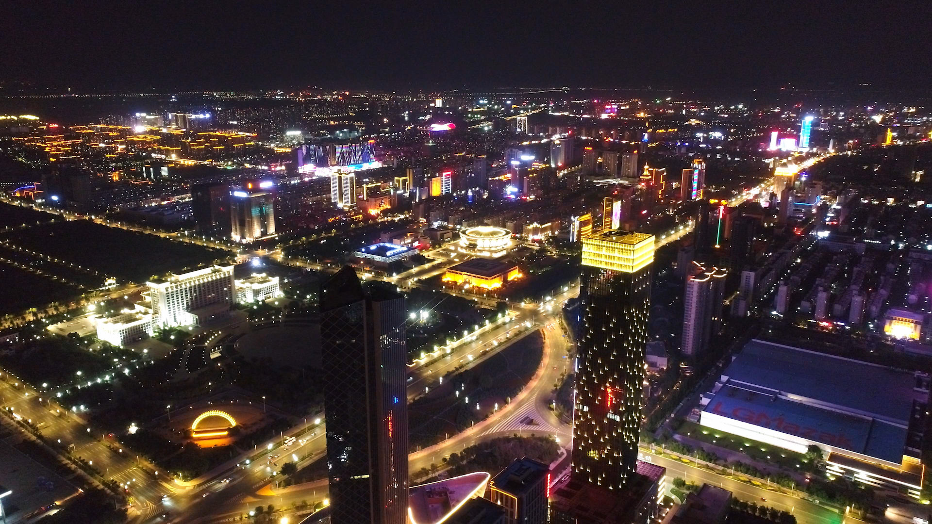 银川夜景,金凤区,4k