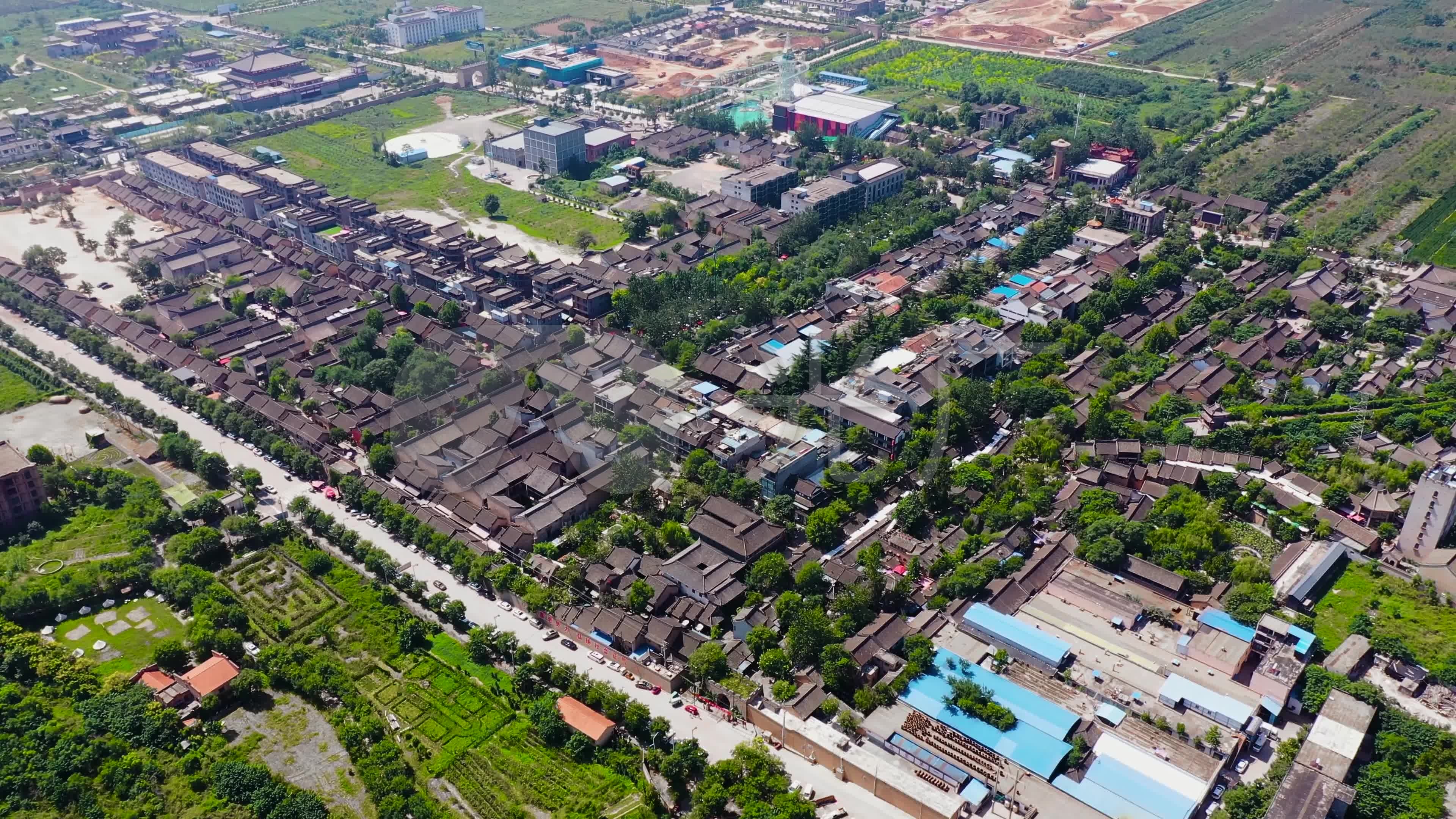 【原创·可商用】4k航拍陕西咸阳市袁家村_3840x2160