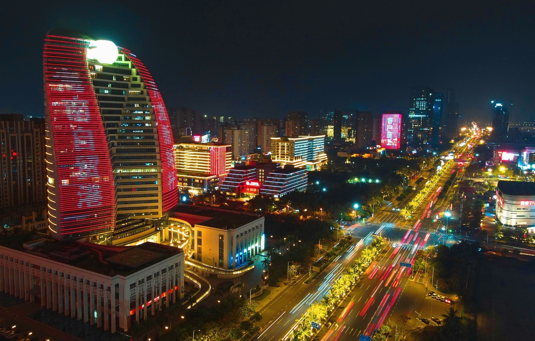 海南海口国兴大道夜景
