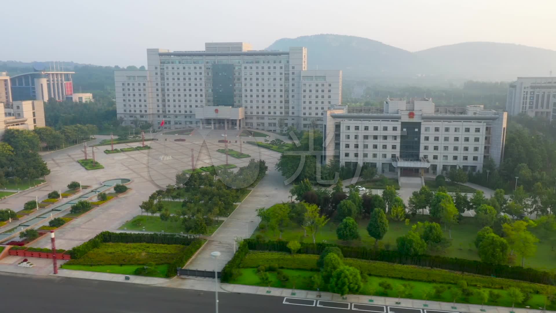 航拍枣庄市政府大楼广场宣传片合辑_1920x1080_高清