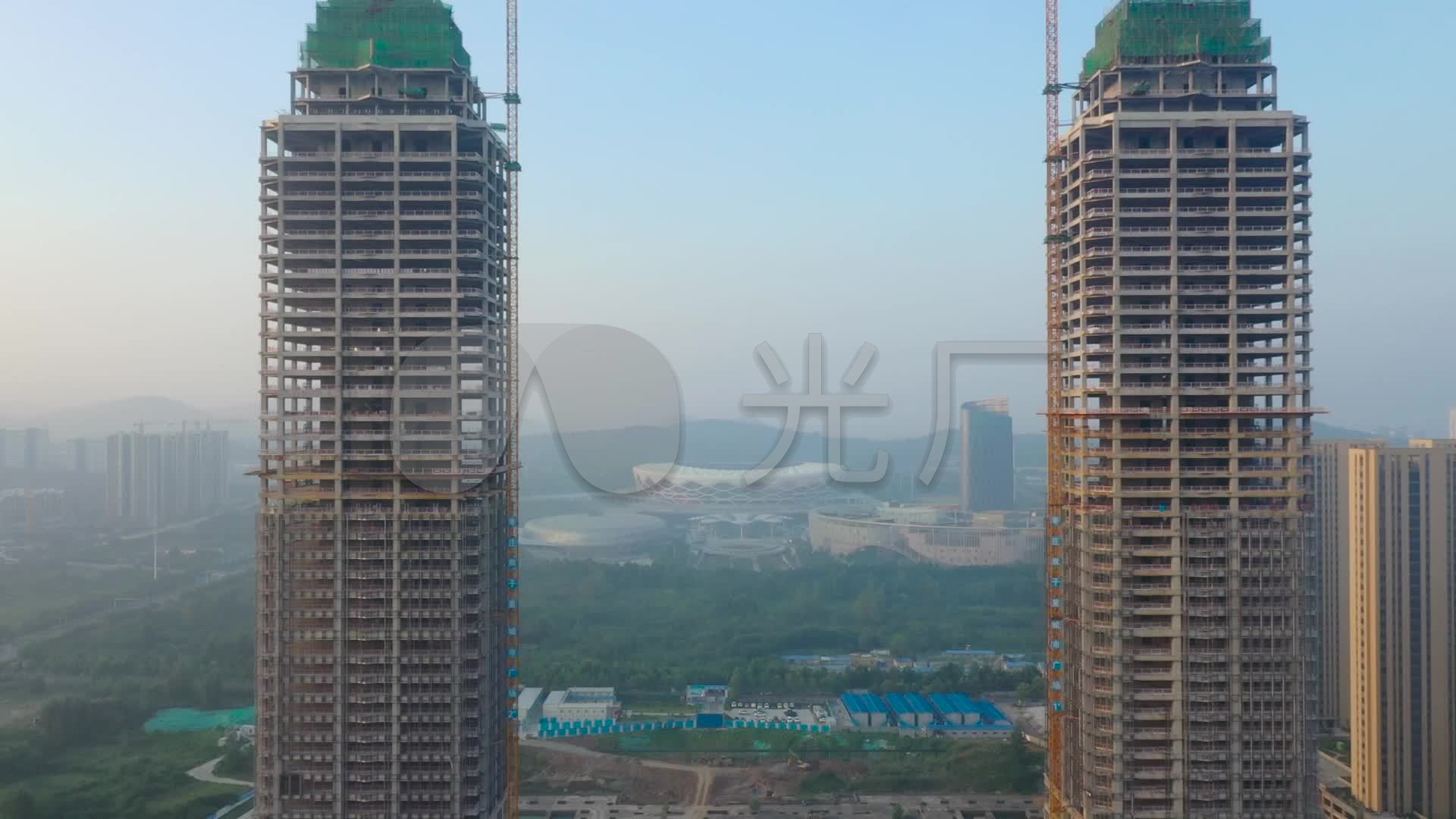 枣庄双子星大楼建设过程航拍合辑