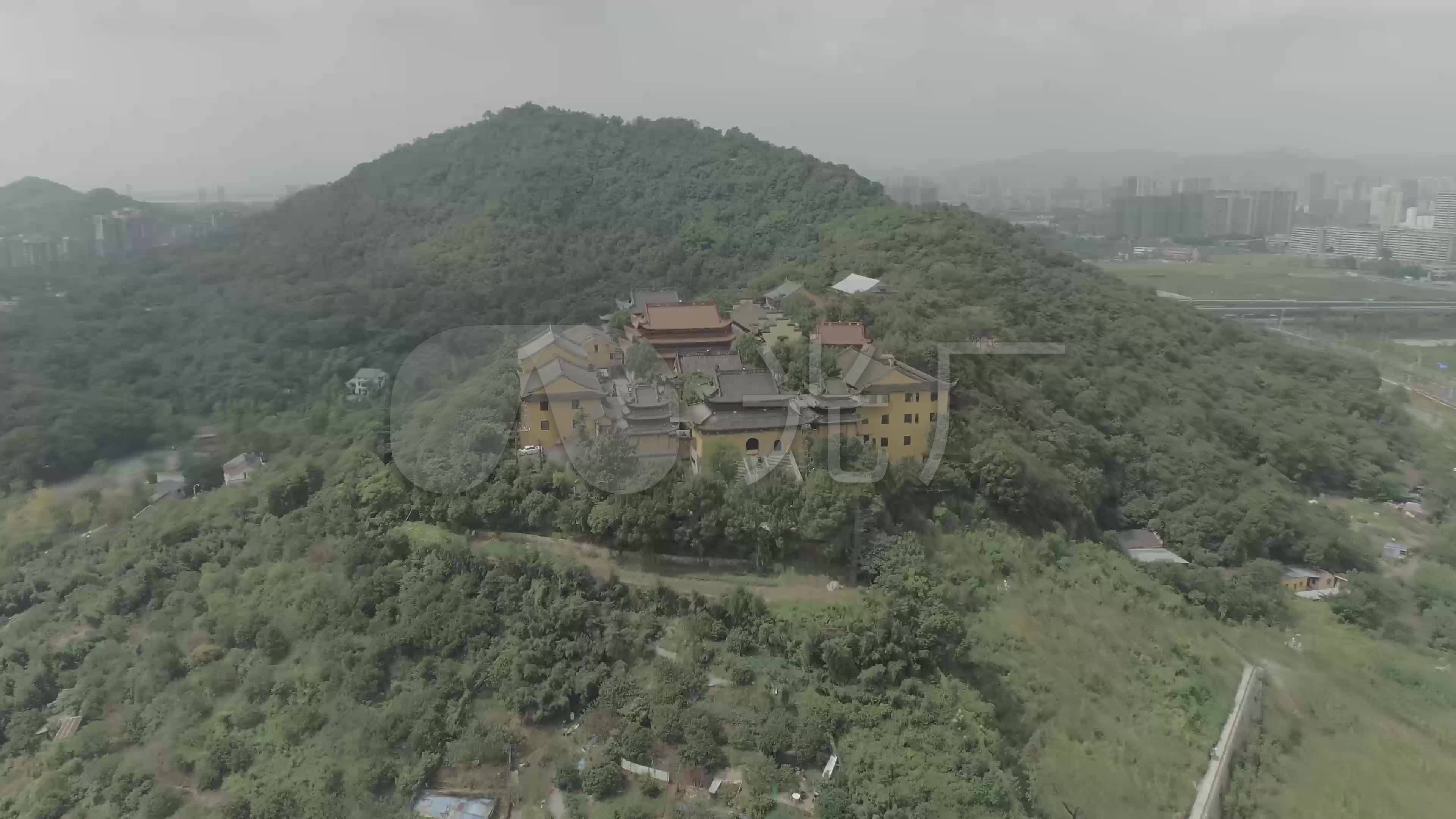 杭州滨江区冠山公园航拍4k灰度d-log