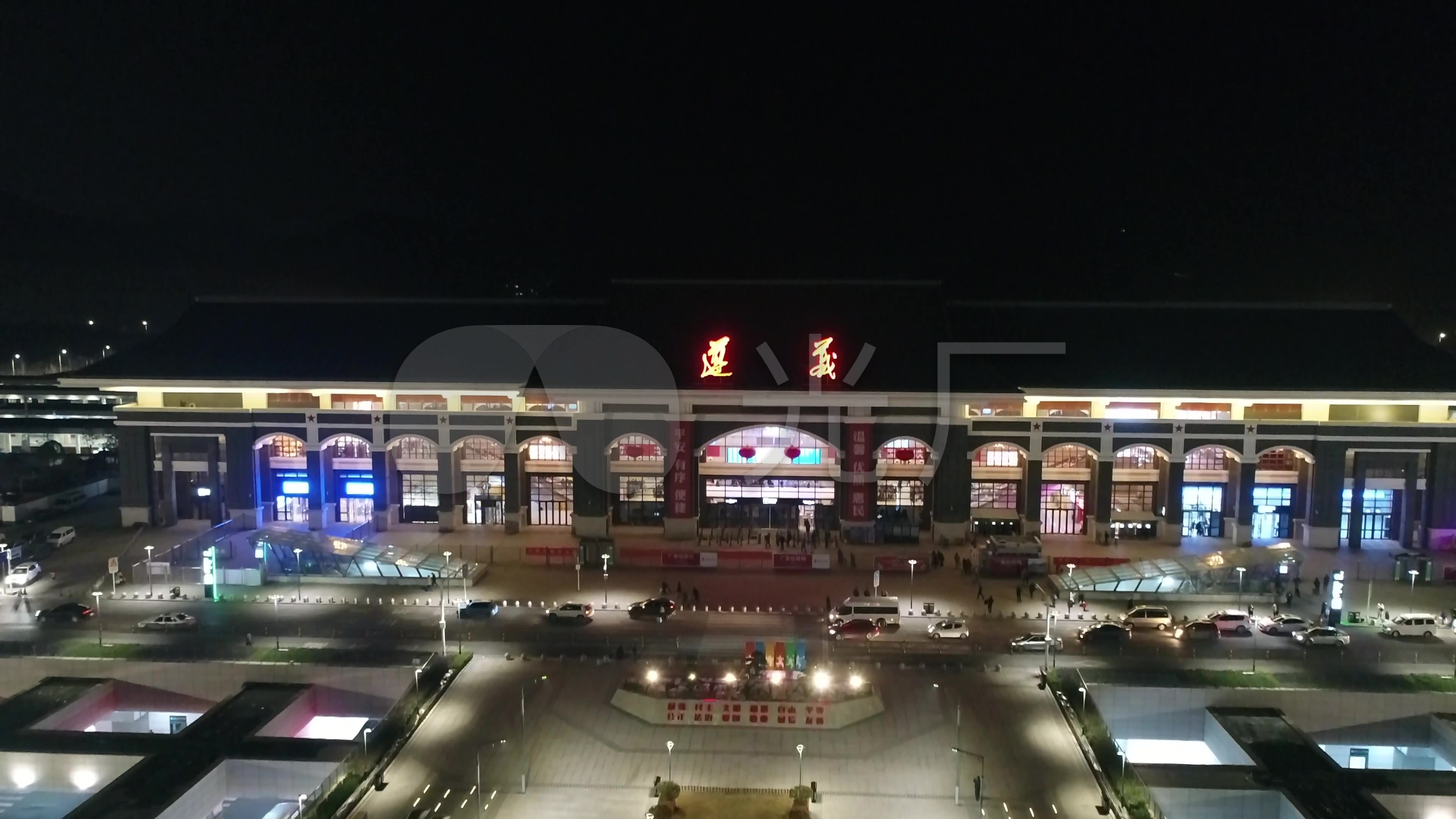 遵义高铁站夜景内外延时4k超高清视频