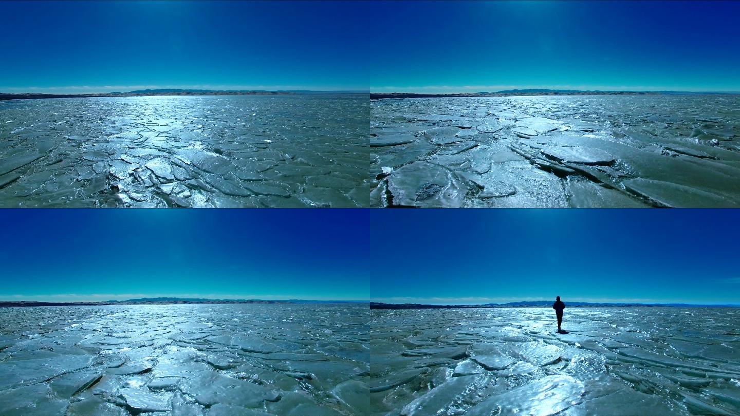 冰湖冬天的青海湖