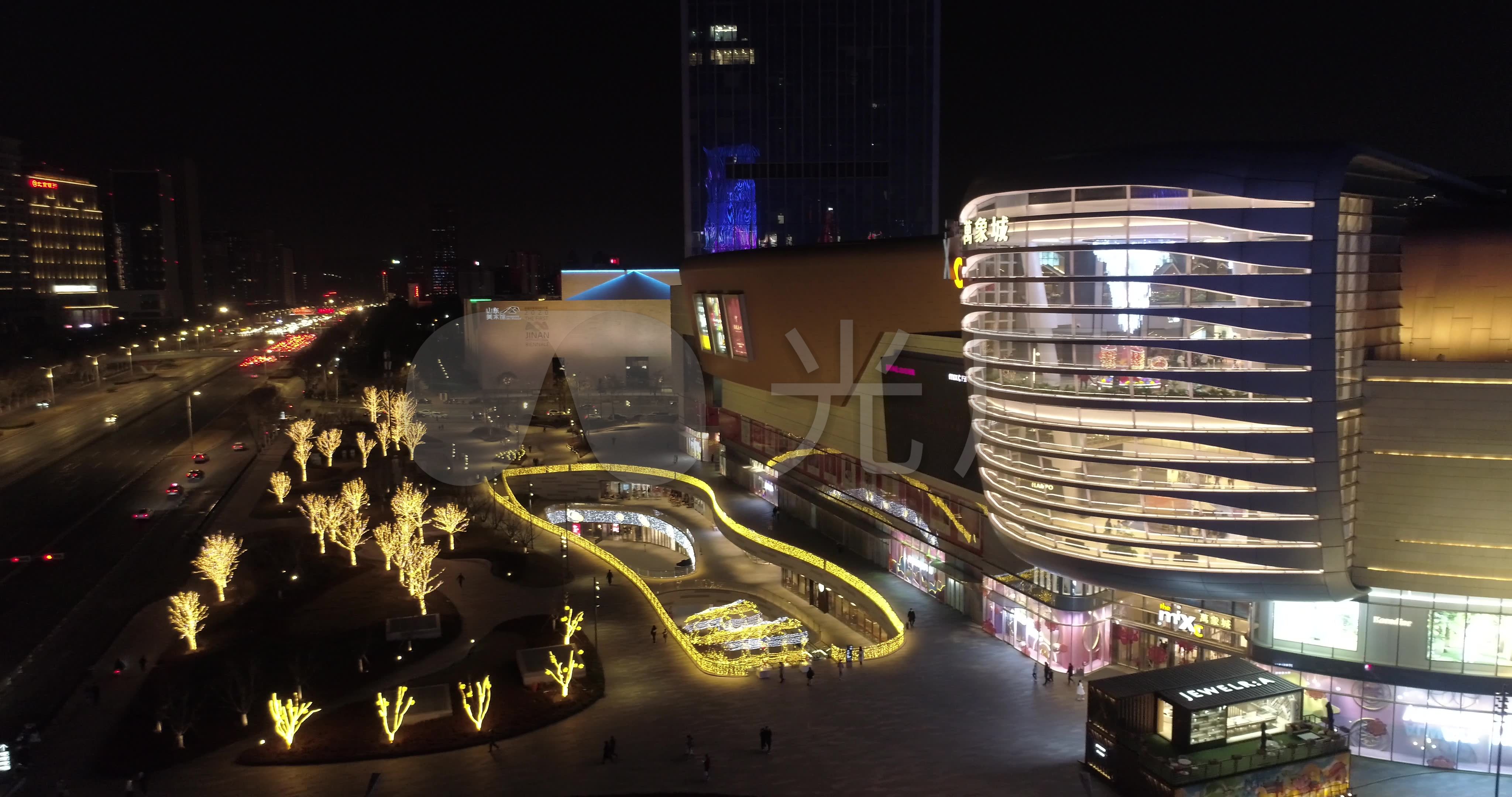 4k航拍济南万象城夜景2021_4096x2160_高清视频素材下载(编号:5456993