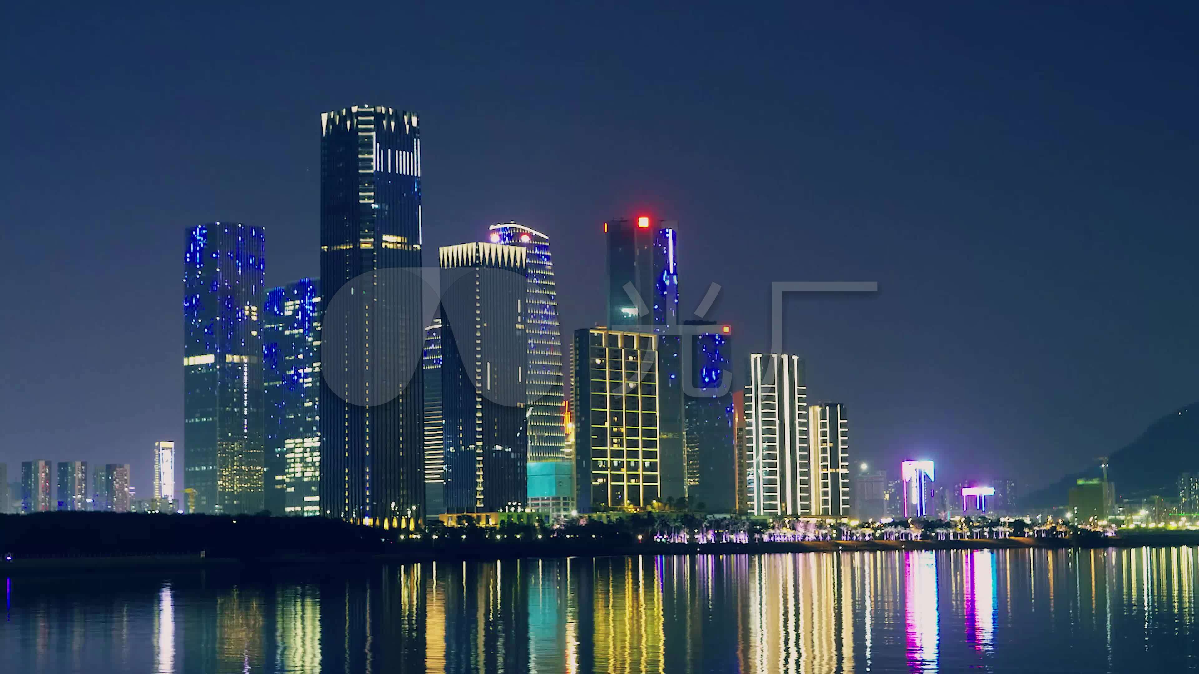 深圳前海湾区总部夜景延时_3840x2160_高清视频素材