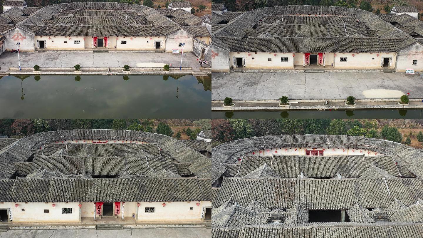 广东梅州兴宁市磐安围客家人客家围屋围龙屋客家民居古建筑航拍梅州
